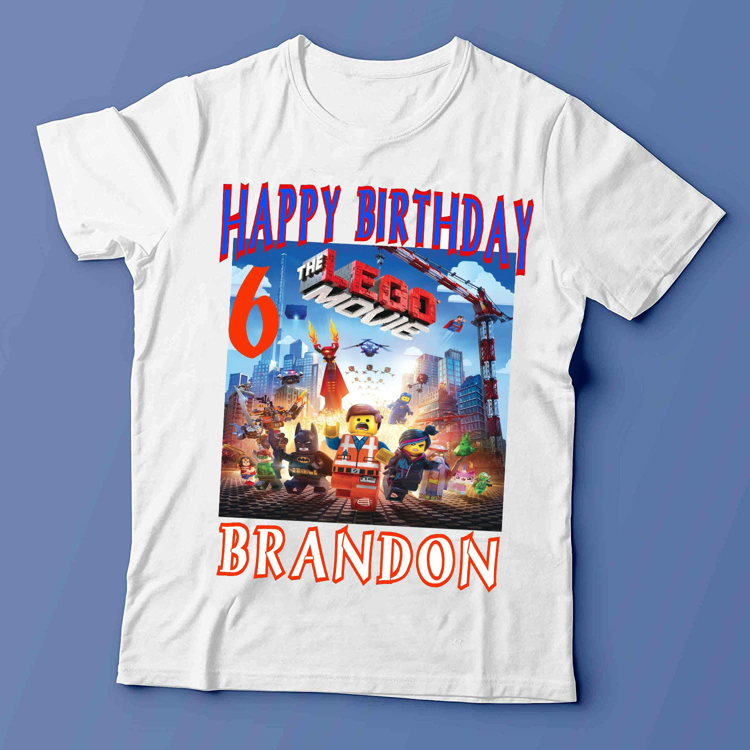 Roblox Birthday Shirt, Personalized Birthday Shirt, Family Matching,Emmet Brickowski, The Batman, Wyldstyle, Superman, Diana Prince