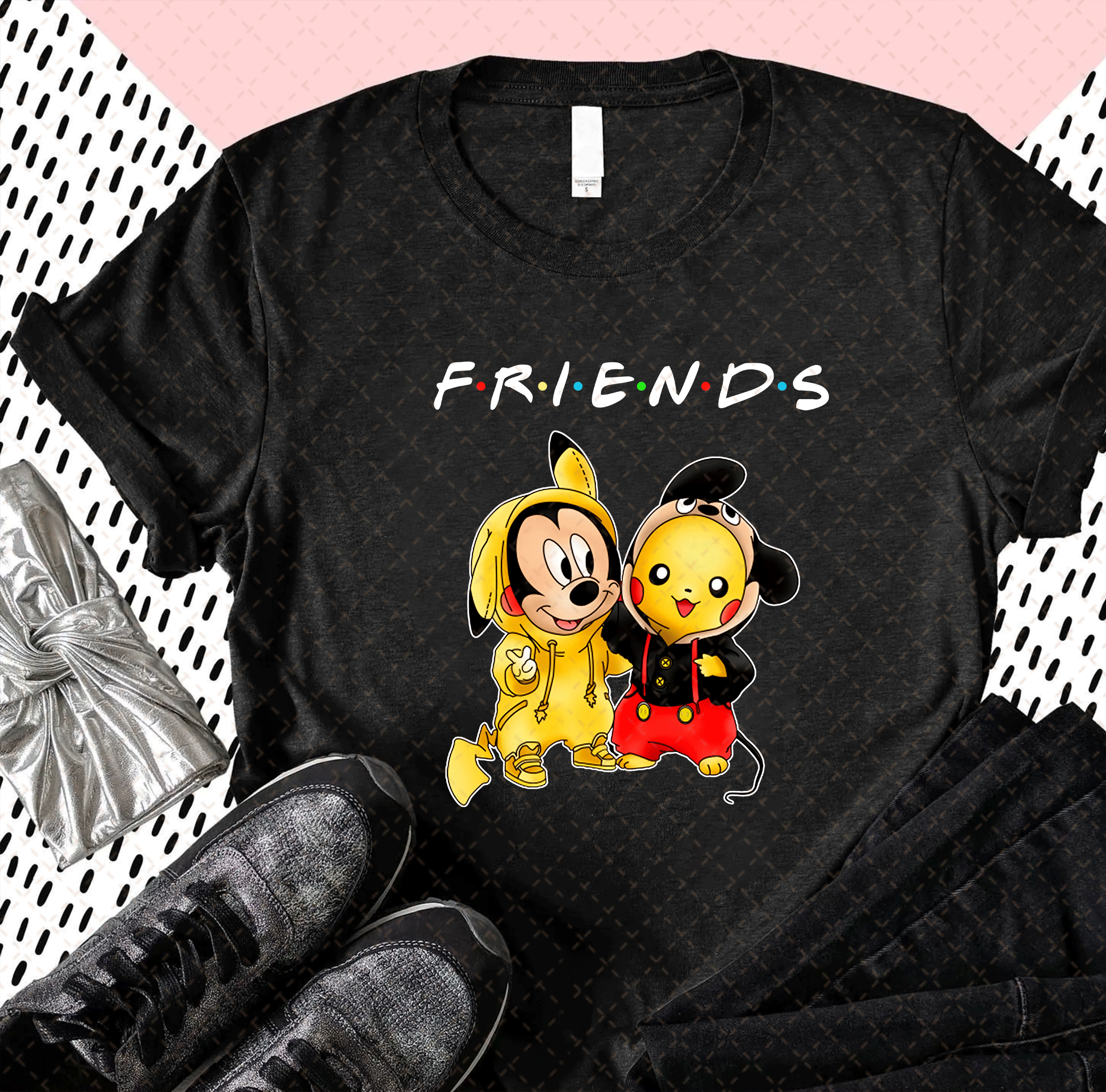 Pikachu Pokemon And Mickey Mouse, Mickey Pikachu Fusion T-Shirt
