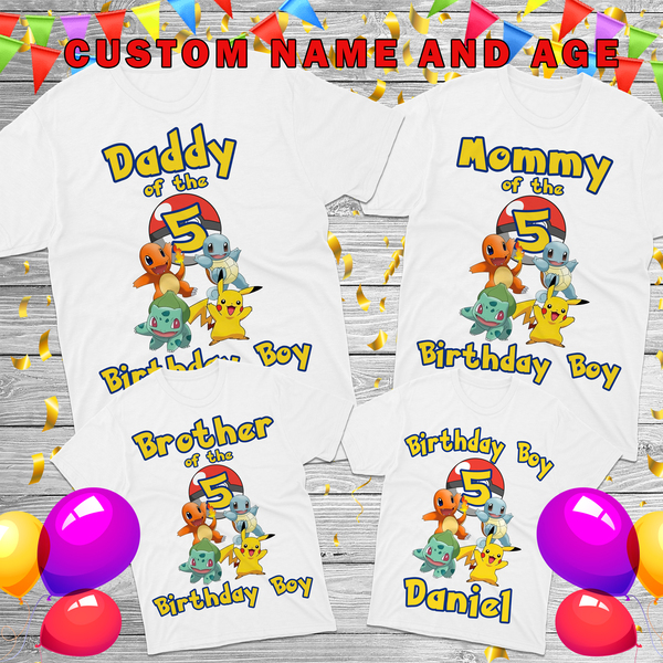 Pikachu Birthday shirt, Birthday Party shirt, Pokemon and Pikachu Shirt, Family Matching shirt