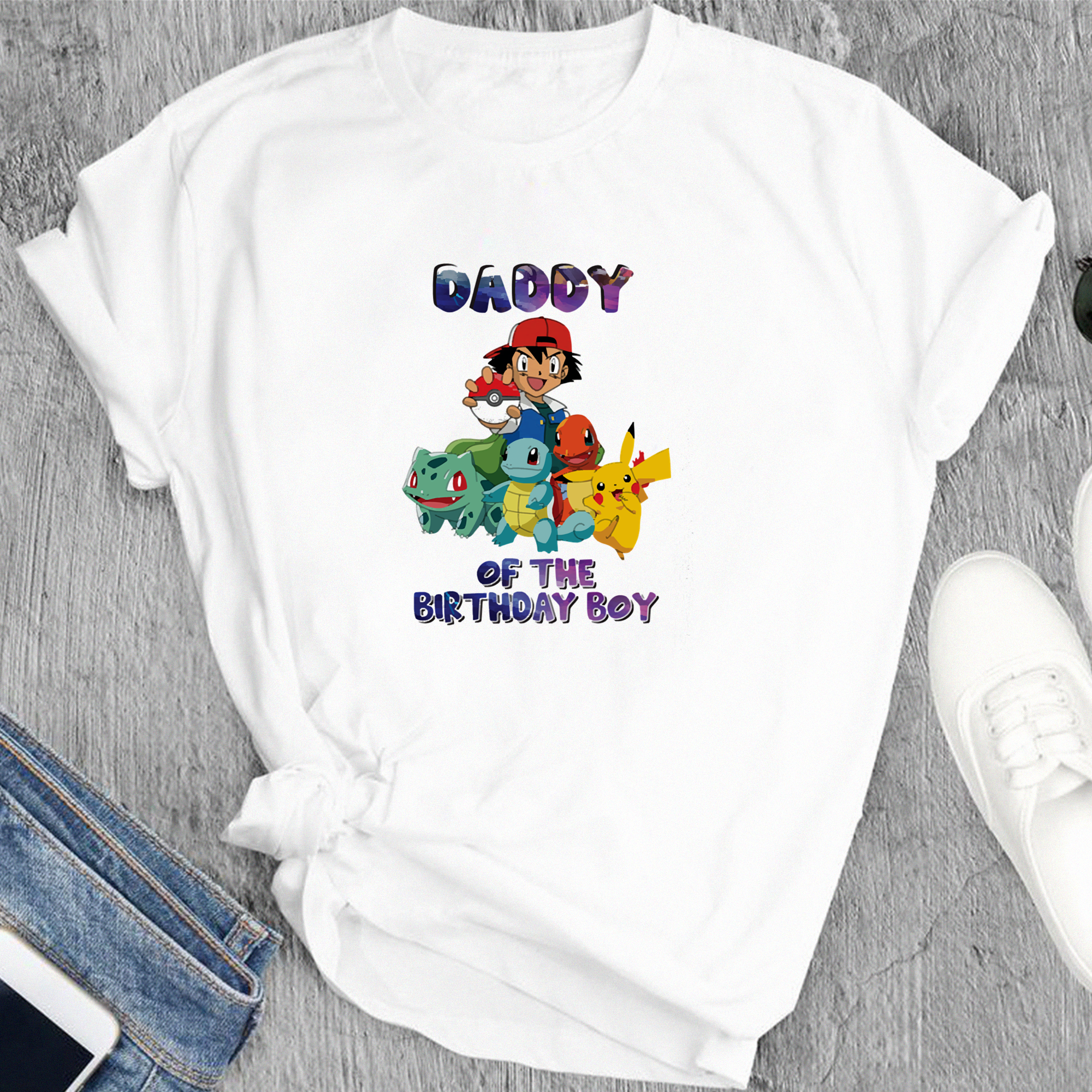 Pokemon Family Tshirt, Custom Personalized Birthday T-Shirt, Pikachu Shirt