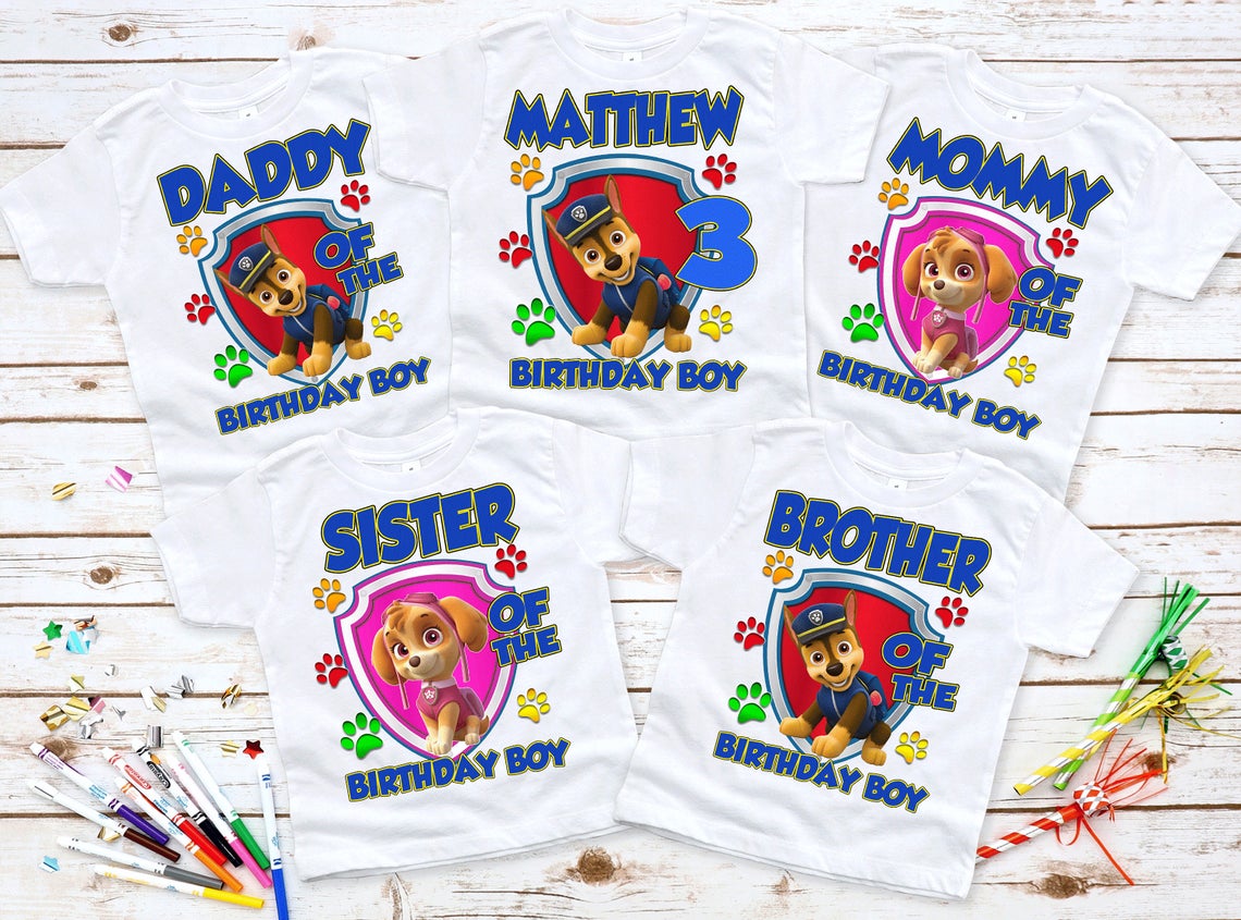 Paw Patrol Birthday Shirt, Customized Birthday Paw Patrol Theme Party Shirts, Family Matching Paw control Shirts