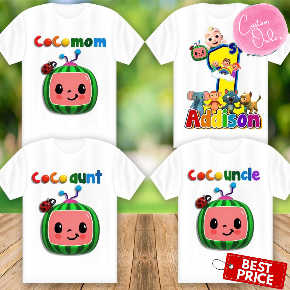 Personalized Coco-melon Birthday swatermelon Birthday Girlboy Family Matching Shirt, youth Shirt, Kids Shirt, Toddler Shirt, Onesie Shirt