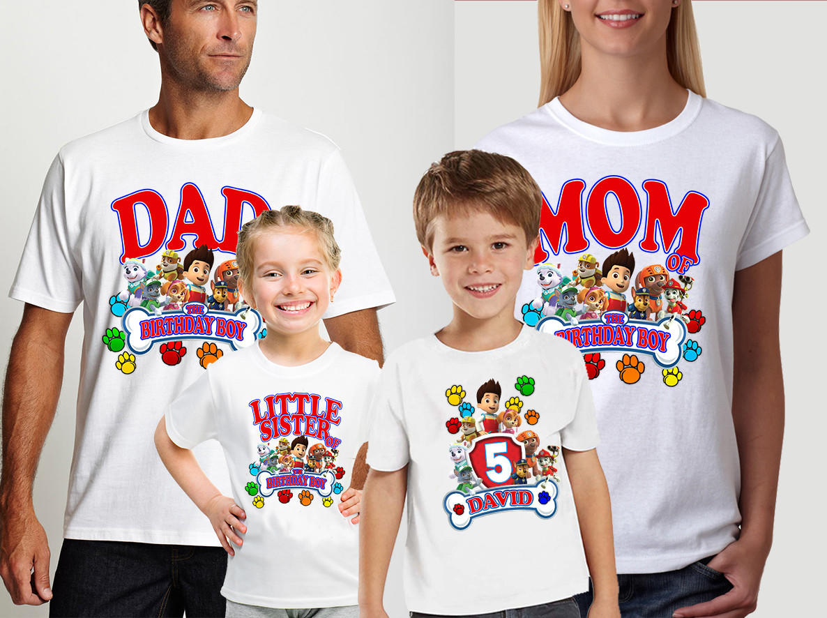 Paw control Birthday Shirt, Customized Birthday Paw control Theme Party Shirts, Family Matching Paw control Shirts