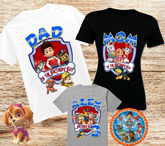 Paw Patrol Birthday Family Shirts, Chase Paw Patrol Shirt, Customized Paw Patrol