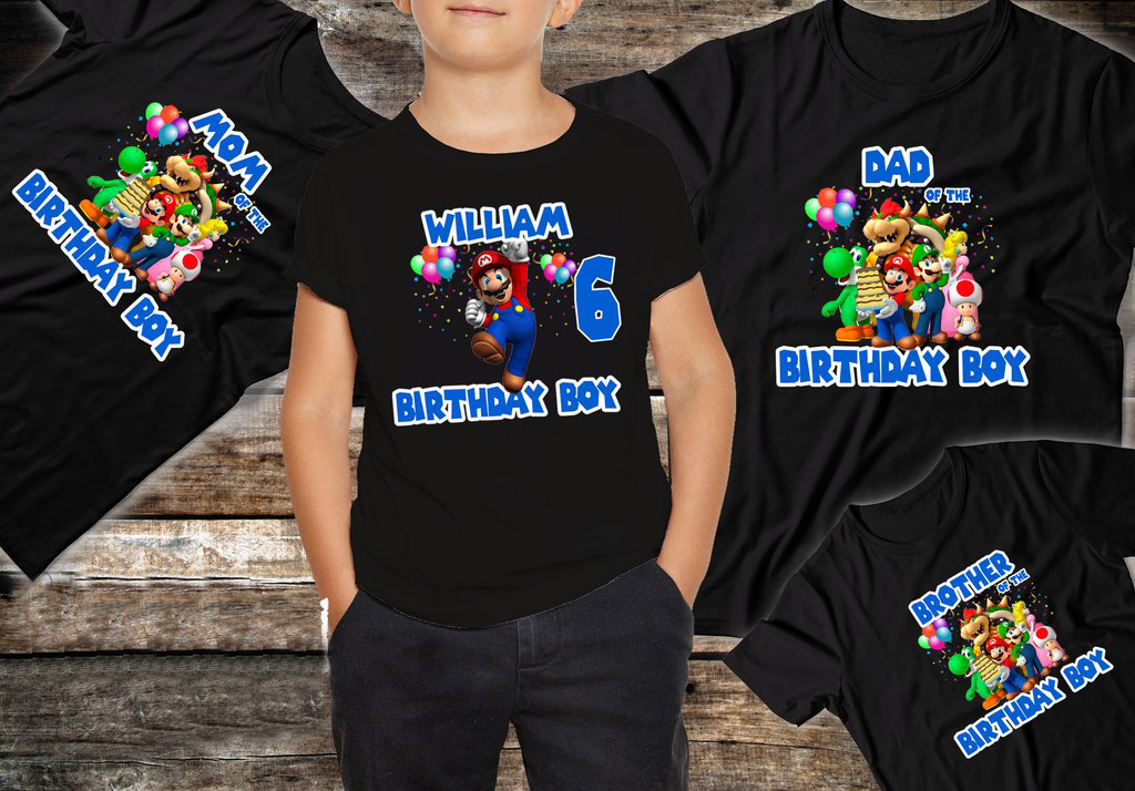 Personalized Super Mario birthday shirt, Super Mario family shirts, Super Mario theme party shirts, Super Mario matching shirts, Super Mario tshirt