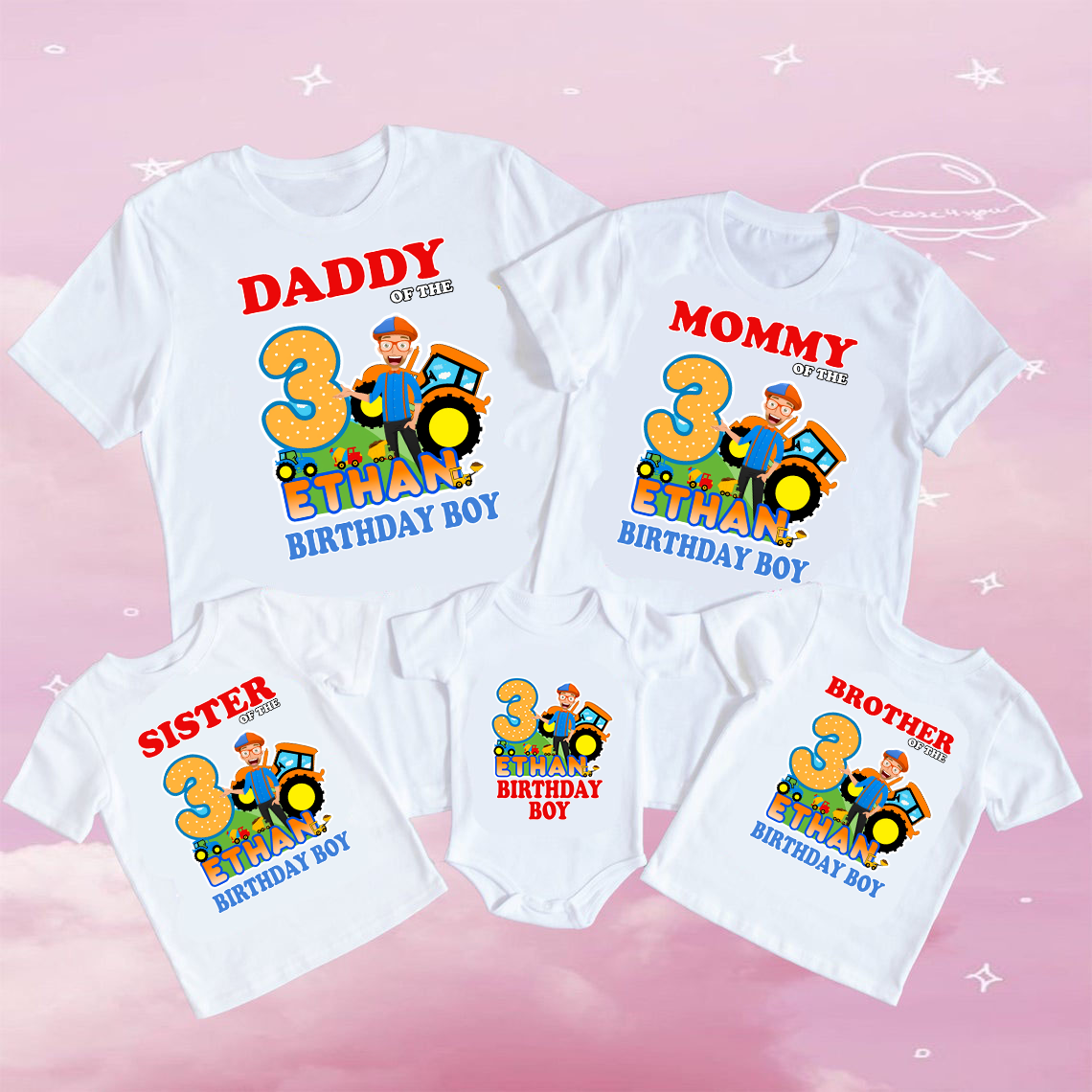 Blippi Excavator Birthday Shirt, Blippi Family Shirt, Custom Matching Family Birthday Shirt, Personalized Gifts Shirt