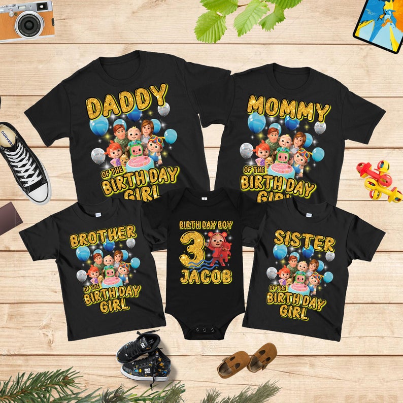 Personalized Cocomelon Birthday Shirts, Cocomelon Family Set Shirt, Cocomelon Party Shirt, Cocomelon Birthday, Family Matching shirts