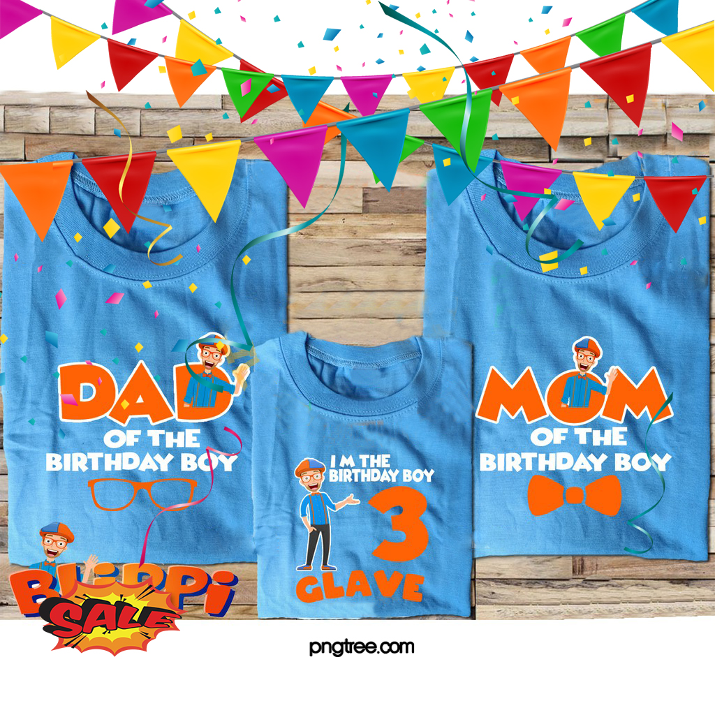 Personalized Blippi Birthday Shirt Set, Blippi Party, Blippi Shirt, Customized Birthday Blippi Theme Party Shirts, Family Matching Blippi Shirts