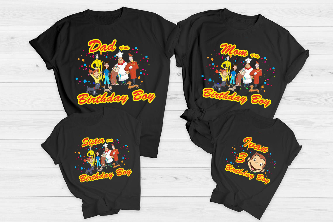 Curious George Birthday Shirt, Personalized Name and Age, Customized Curious George Family Matching Shirts