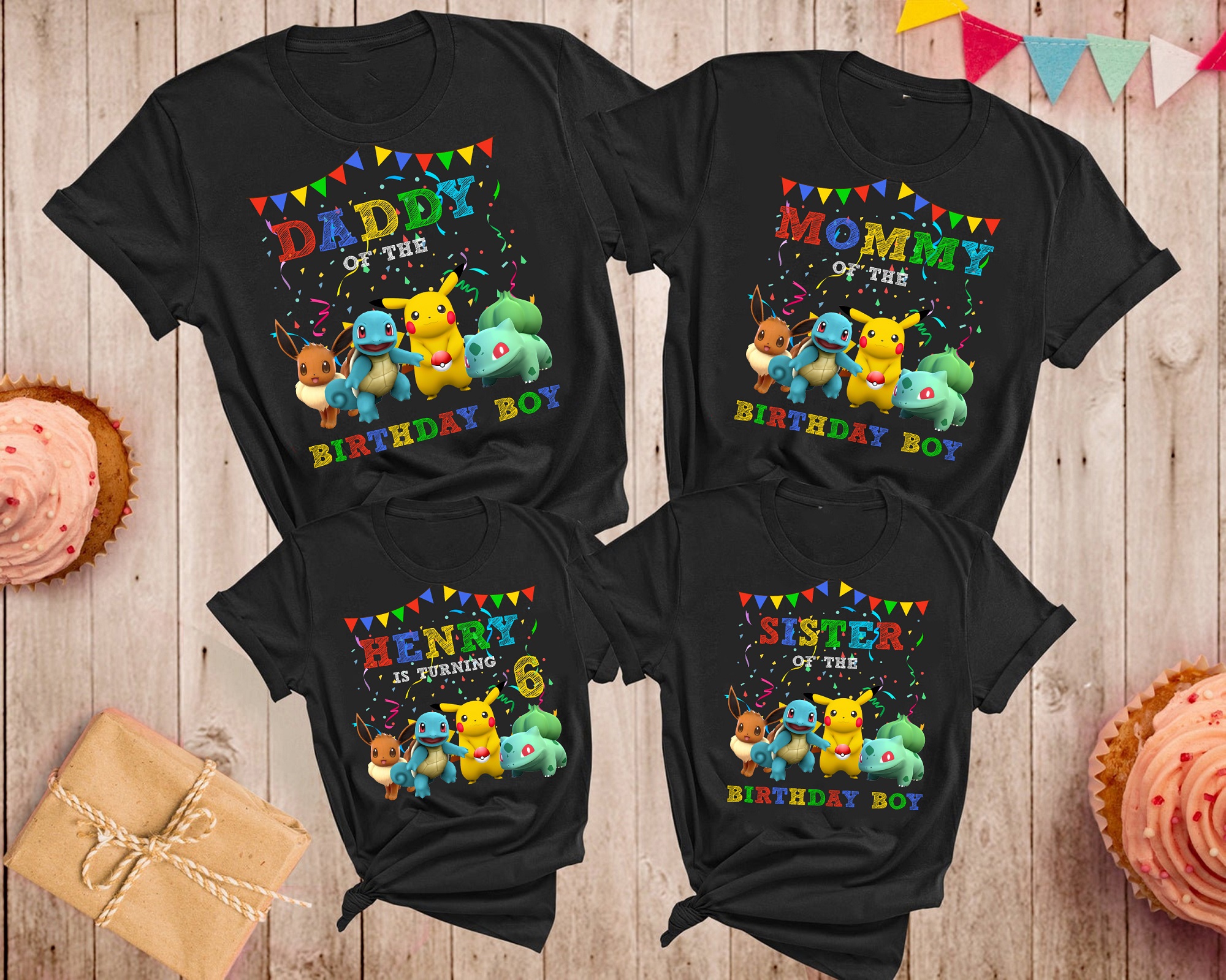 Family matching Shirts, Custom Pokemon Birthday Shirts, Pikachu Birthday Shirt, Pokemon Birthday, Pokemon Birthday Party