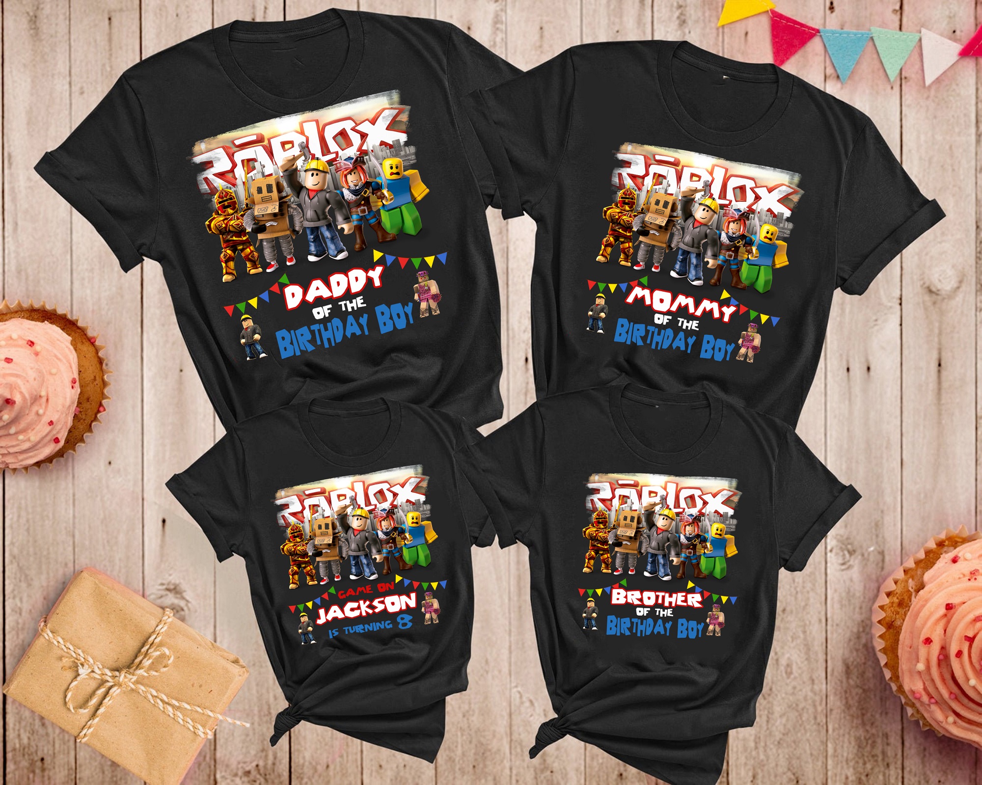 Family matching Shirts, Personalized Roblox Birthday T-Shirt, Boys Girls Birthday Gift, Custom Name, Custom Number