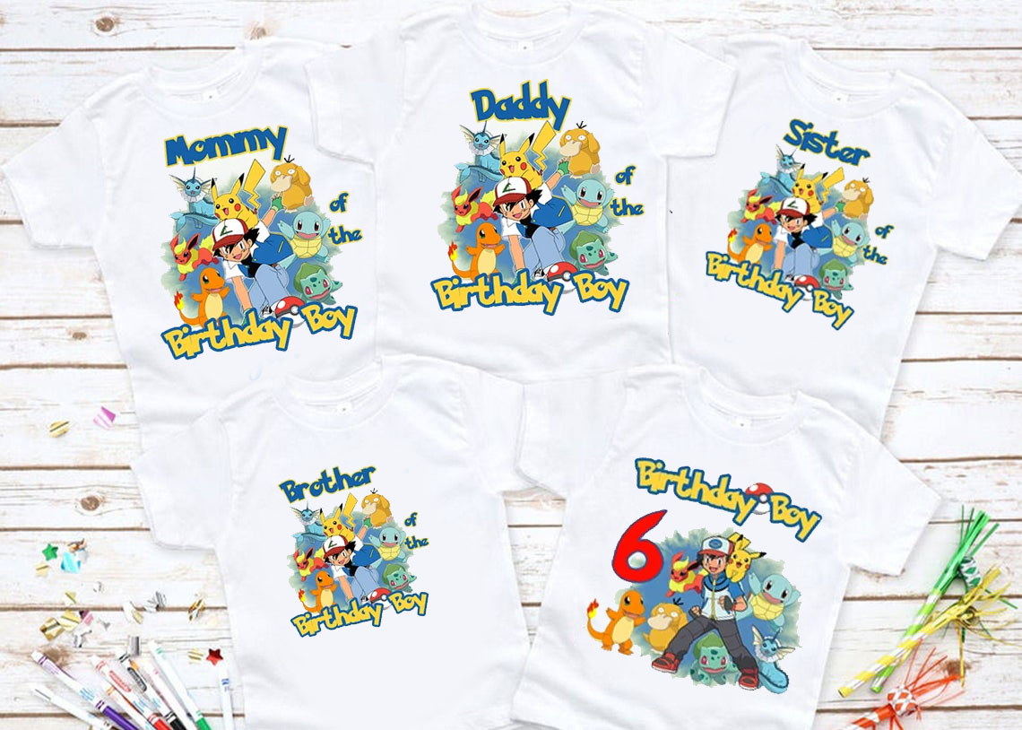 Pokemon Birthday Shirt, Pikachu Birthday shirt, Pokemon Family Shirt, Pokemon Personalized shirt