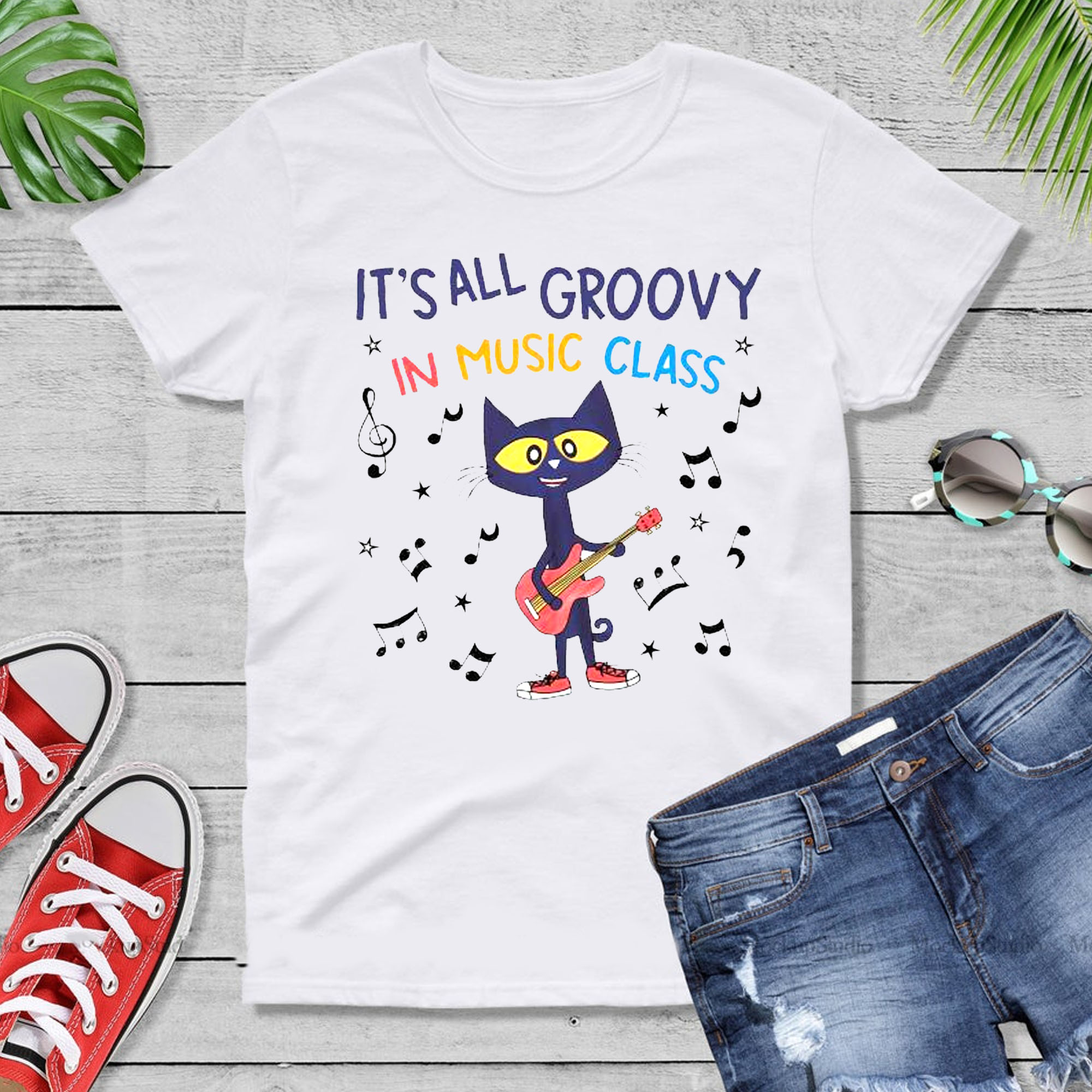 Pete The Cat Shirt, Its All Groovy In Music Class Shirt