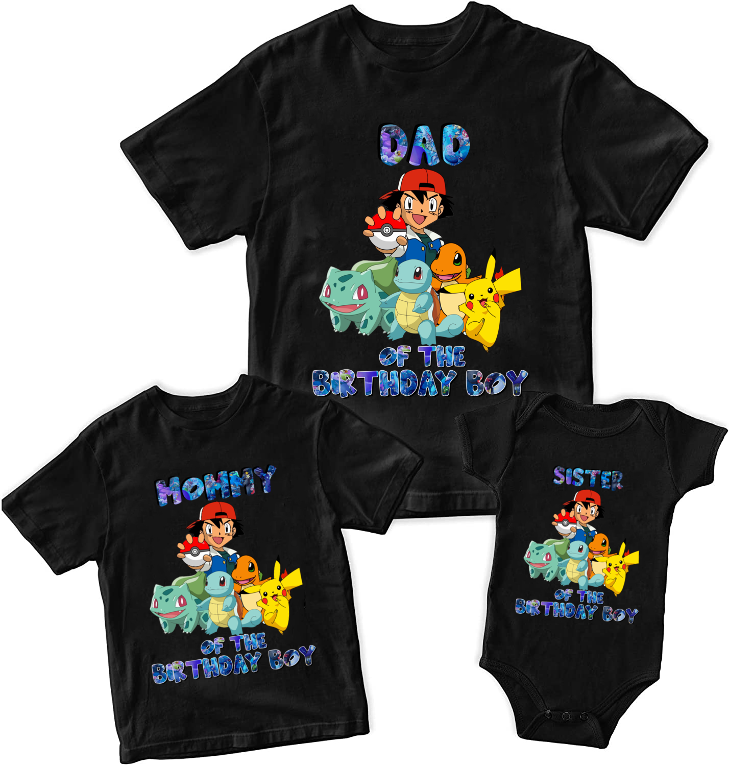 Pokemon Pikachu Kids Costume,Pikachu Pokemon Birthday Family Shirts, Matching Family Birthday Party, Custom Name and Age Birthday Shirt