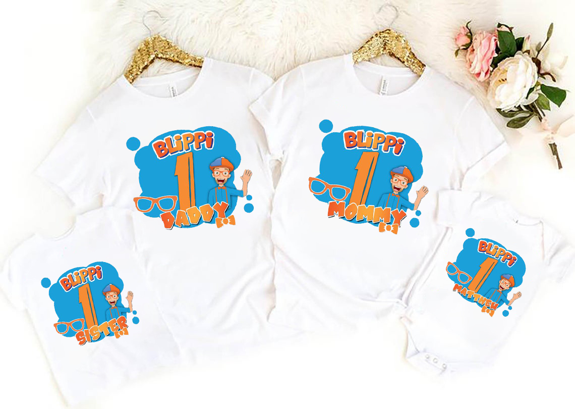 Customized Blippi Birthday Shirt, Blippi Party, Blippi Shirt, Customized Birthday Blippi Theme Party Shirts, Family Matching Blippi Shirts