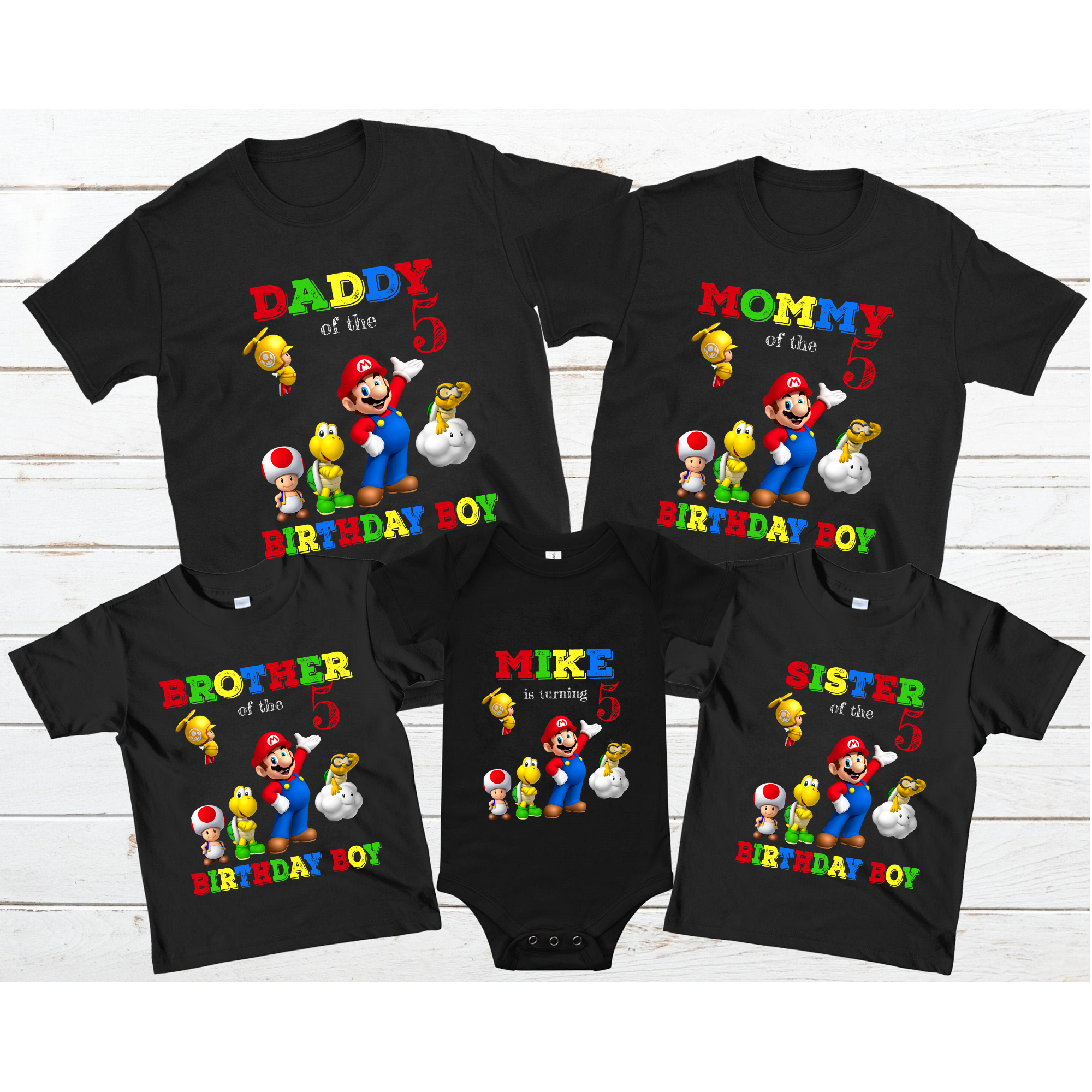 Super mario Birthday Shirt, Super Mario family birthday party shirt, Personalized Custom family shirt gift Birthday