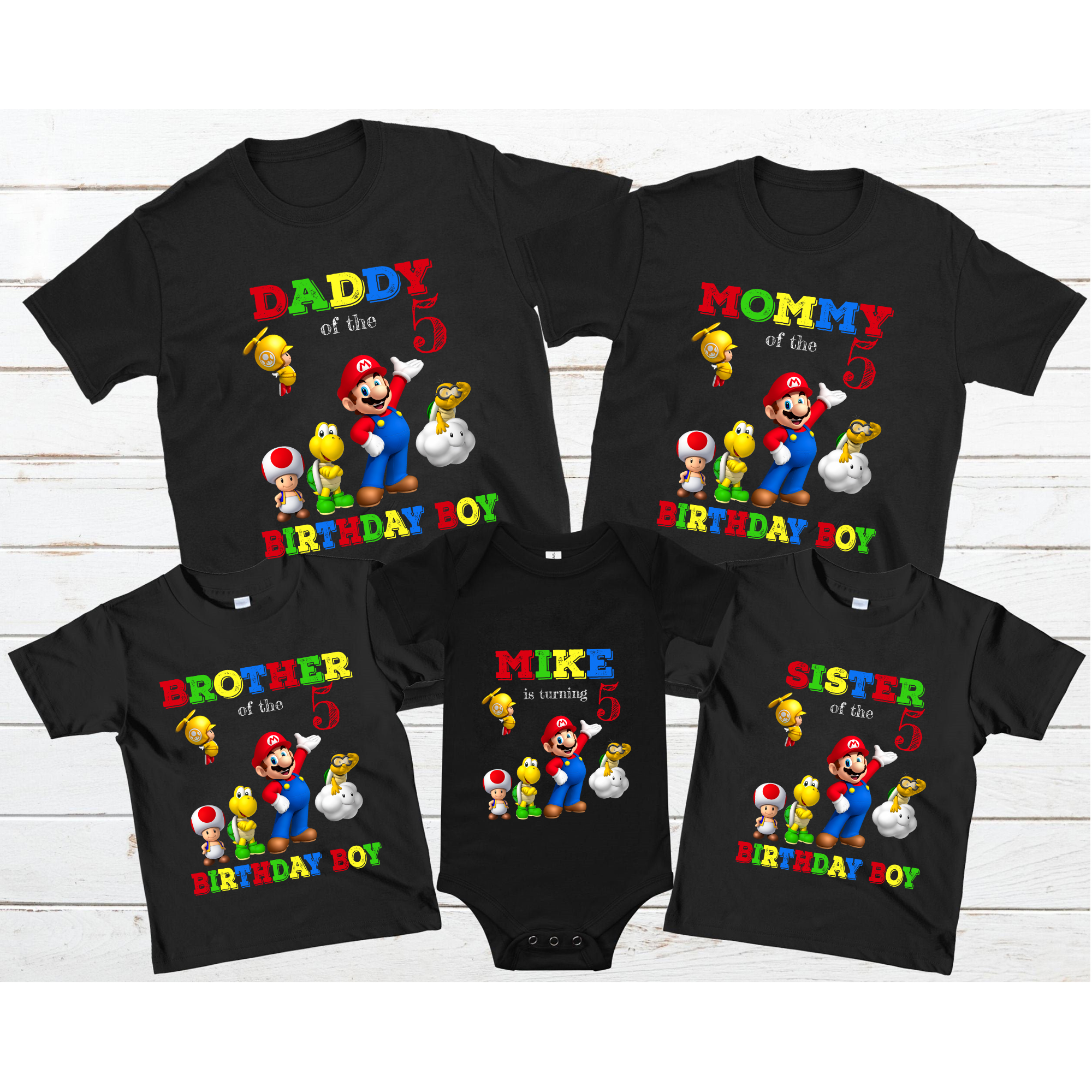 Super mario Birthday Shirt, Super Mario family birthday party shirt ...