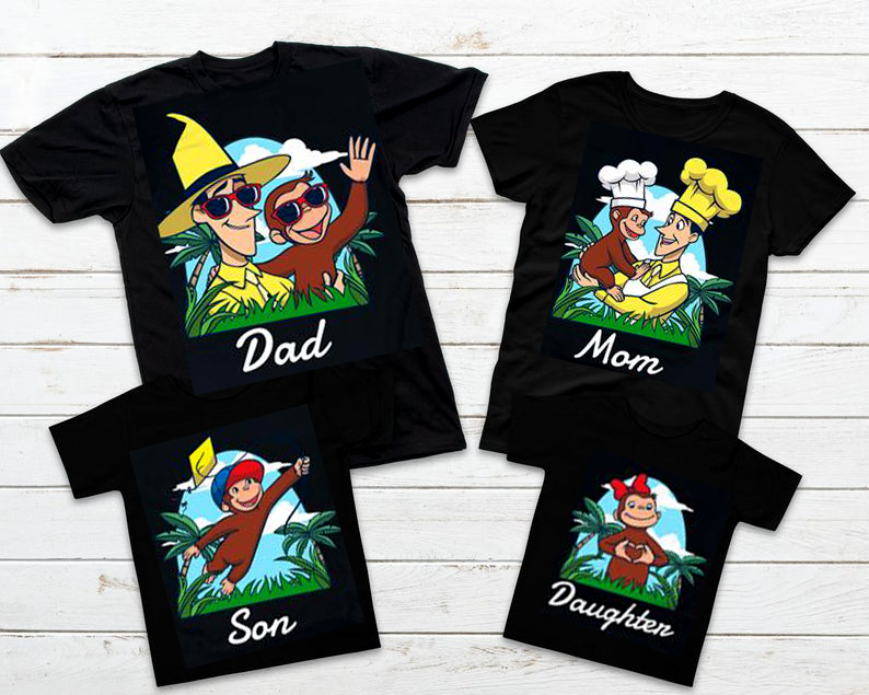 Curious George Birthday Family Shirt, Curious George Personalized Name Age Shirts, Curious George Gift