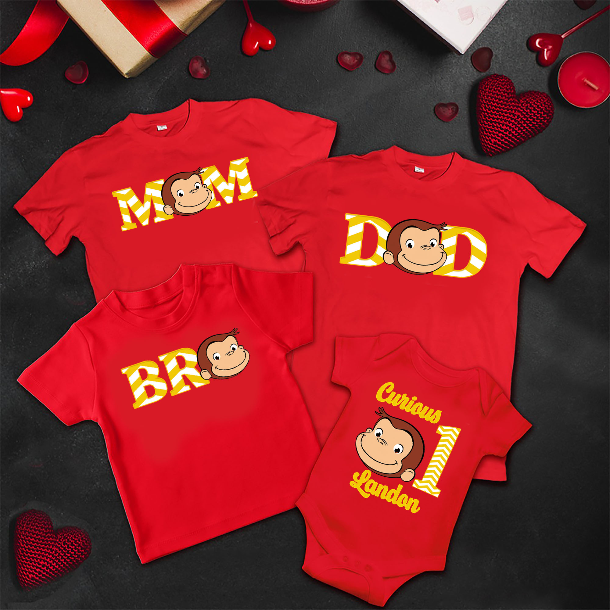 Personalized Curious George Birthday Shirt, Personalized Name and Age Customized Curious George Shirts, Family Tee