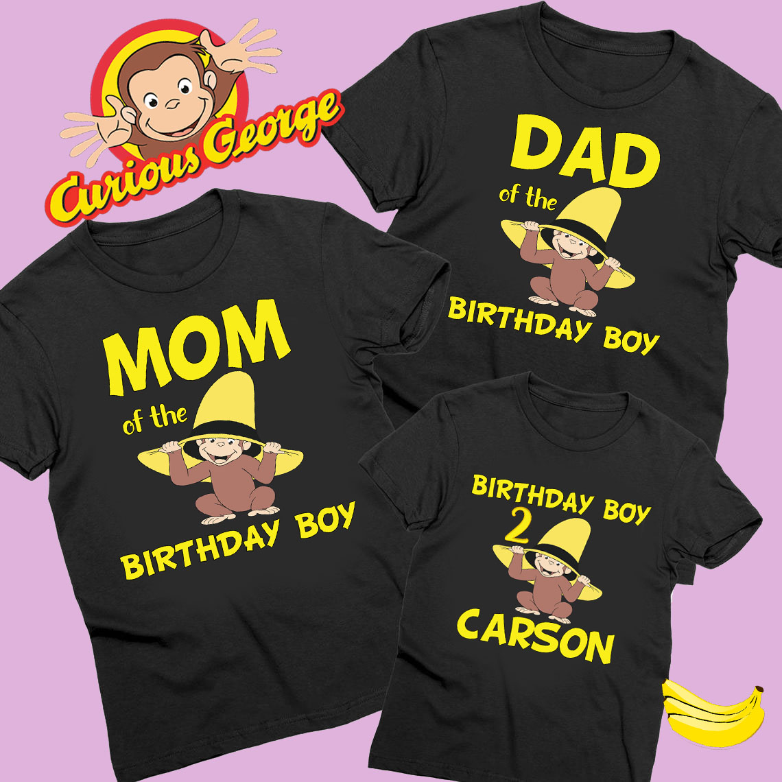 Curious George Birthday Shirt, Curious George Family Shirt, Personalized Name and Age