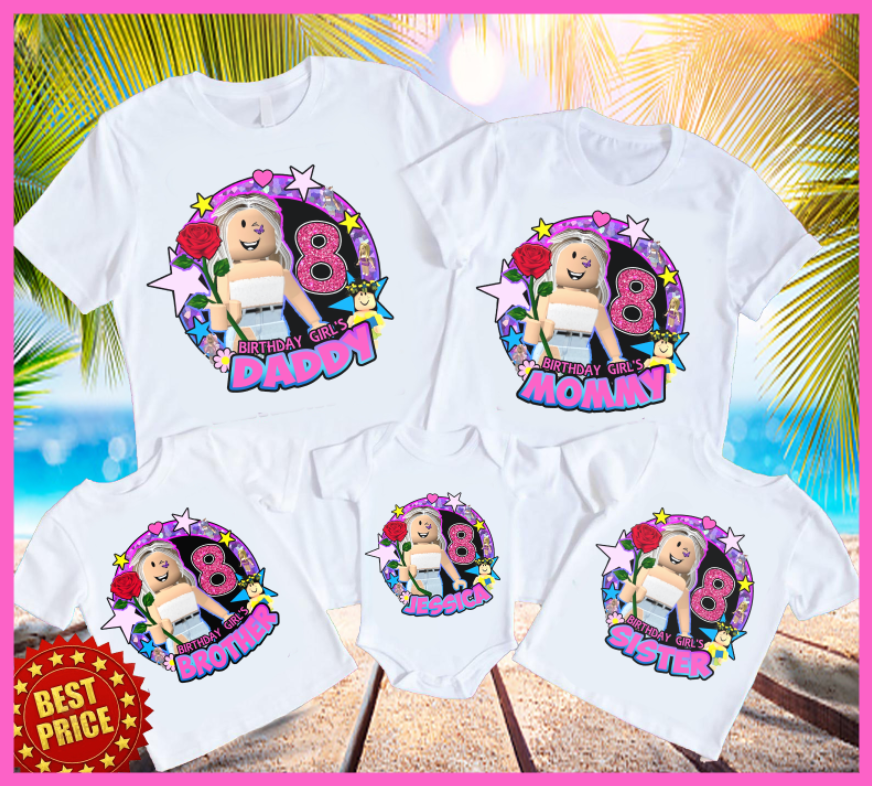 Roblox Girl Birthday Shirts, Family Roblox shirts, Roblox birthday theme shirts, Roblox birthday Shirt