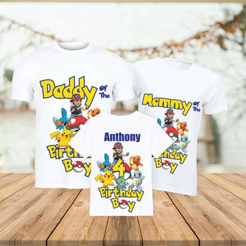 POKEMAN Birthday Family Shirts, Pikachu Family Tshirt, Custom Family Tshirt