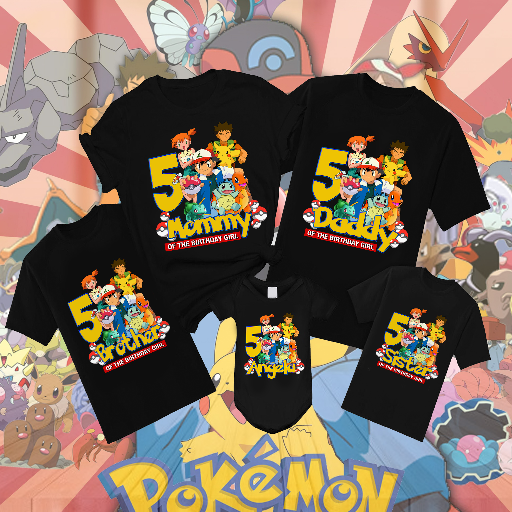 Family Pikachu Birthday shirt, Party shirt, theme shirt, Personalized shirt, Family matching Shirt, Gift Birthday shirt, Pokemon birthday shirt