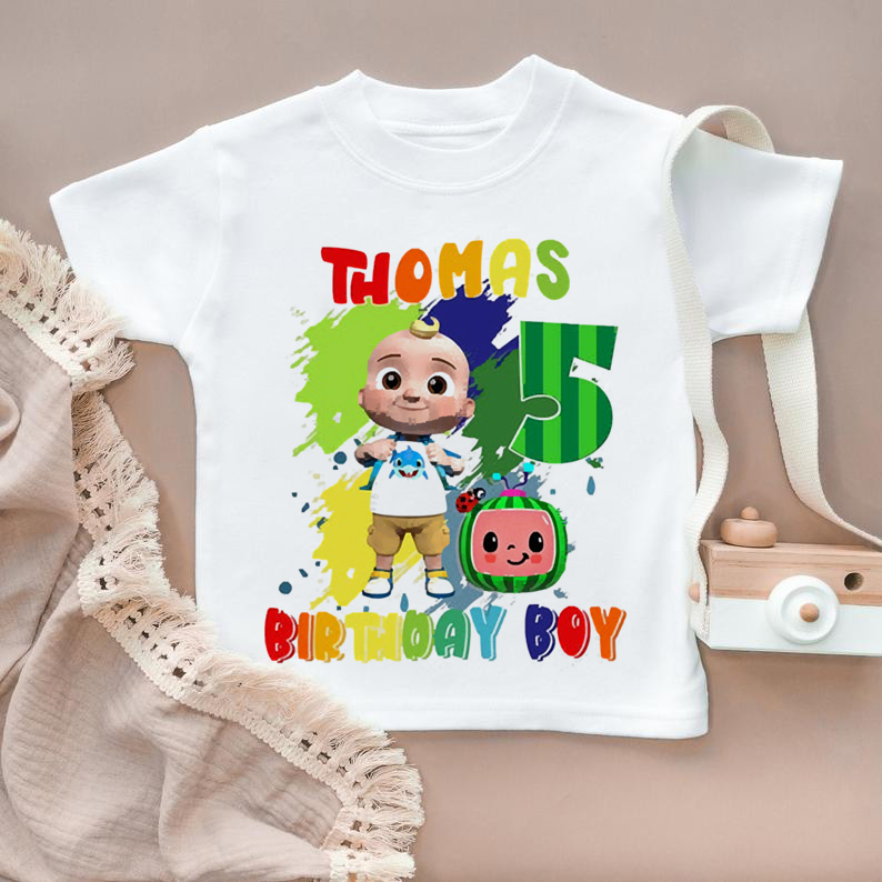 Cocomelon Personalized Birthday T-shirt Unisex Custom T-shirt, Coco-melon Birthday Shirts,Cocomelon Birthday BoyGirl