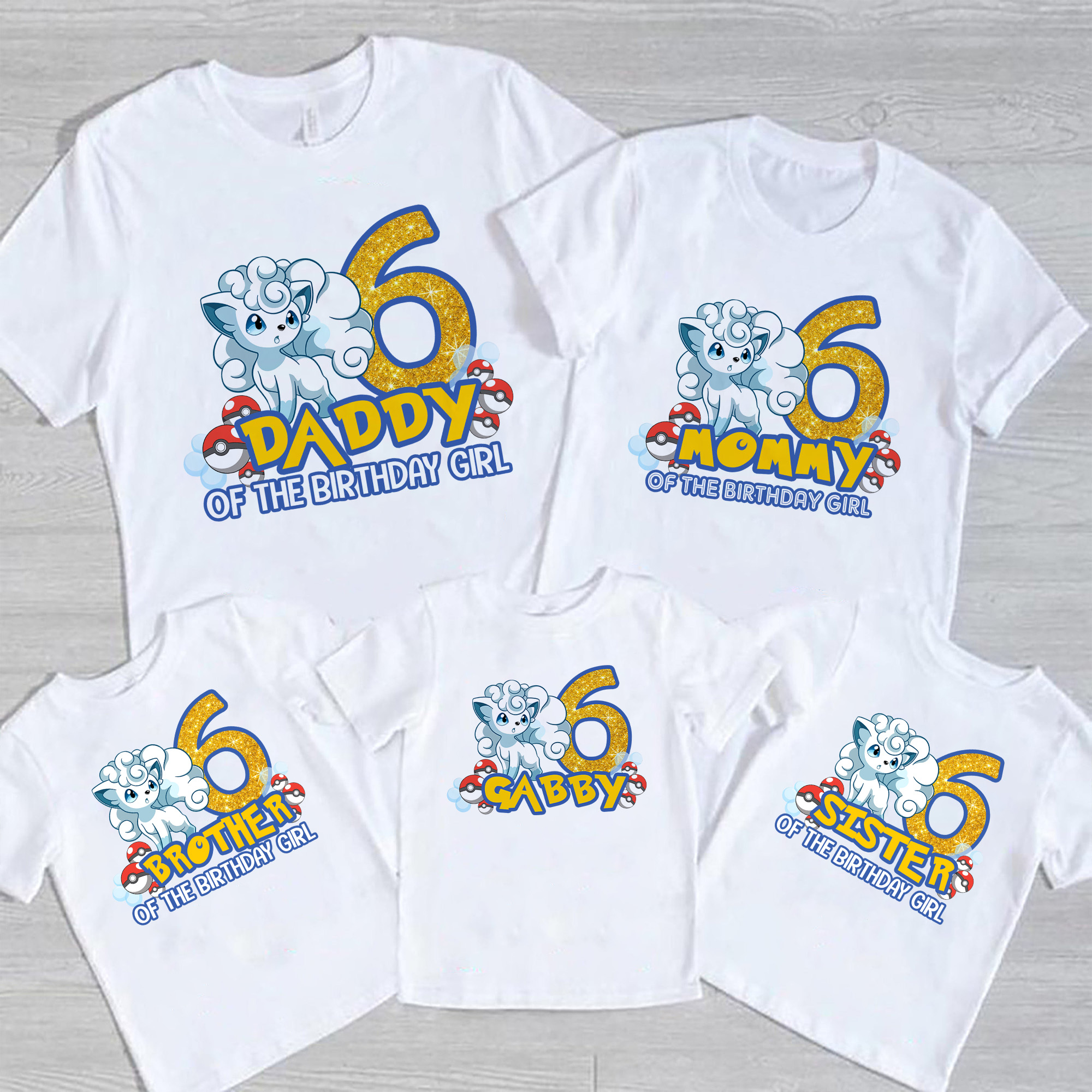 Pokemon Custom Birthday Shirts, Vulpix birthday shirt,  Custom Matching Birthday Party Family, Pokemon Family Shirt, Personalized Gifts T-Shirt