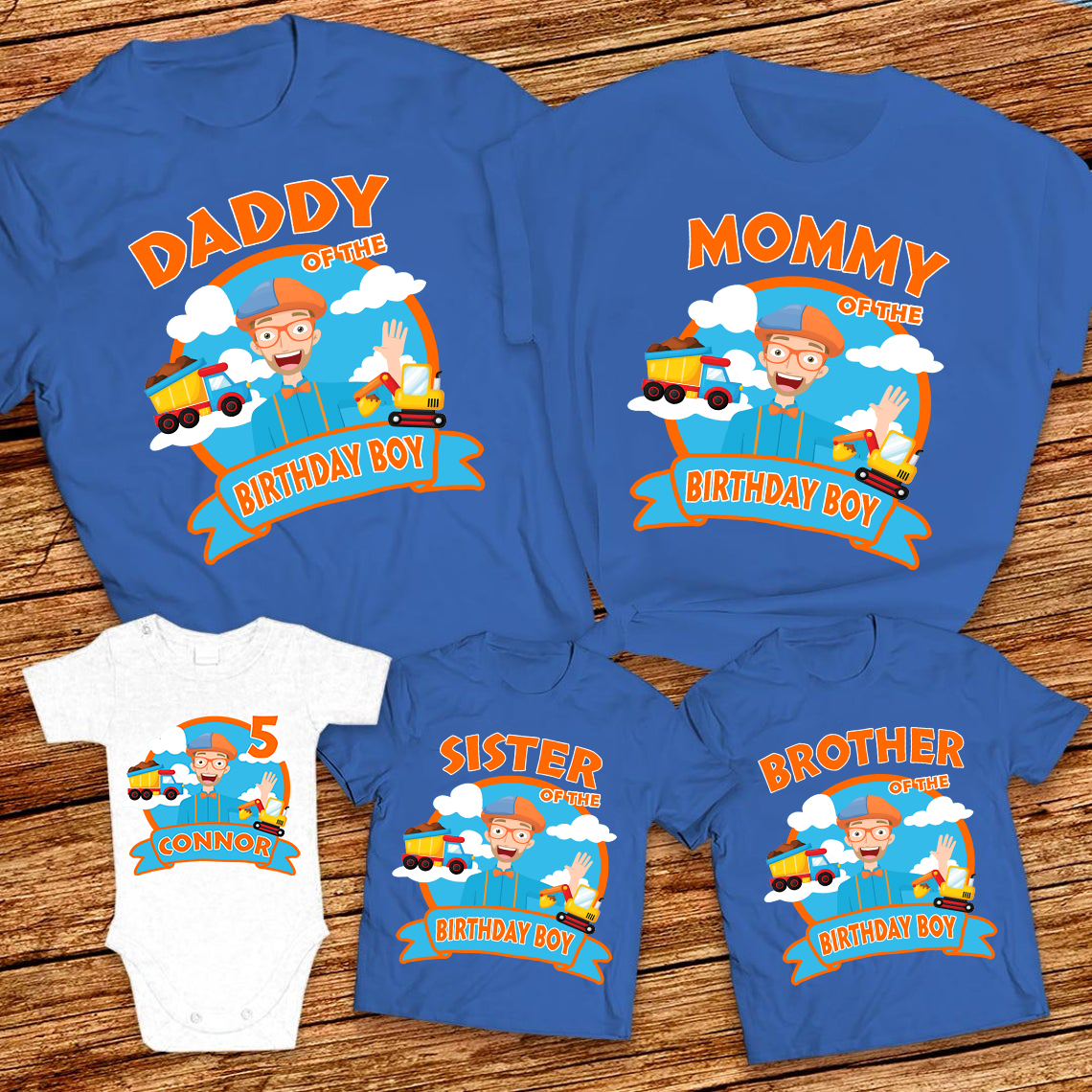 Personalized Blippi Birthday Family Shirt, Family Blippi Birthday Shirts, Blippi Birthday Theme Shirts, Blippi Kids Shirt Set