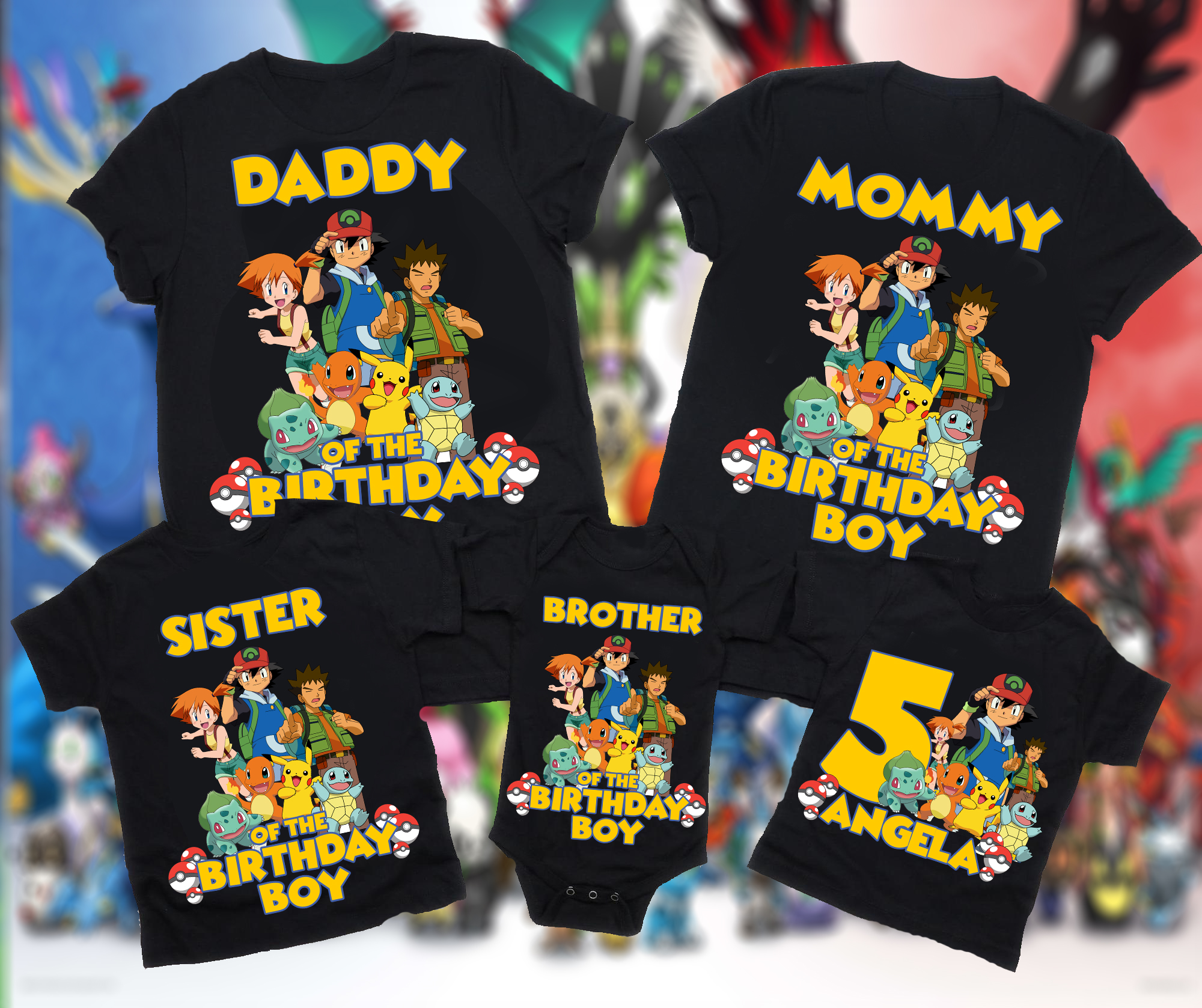 Family matching Shirts pokemon, Custom Pokemon Birthday Sh