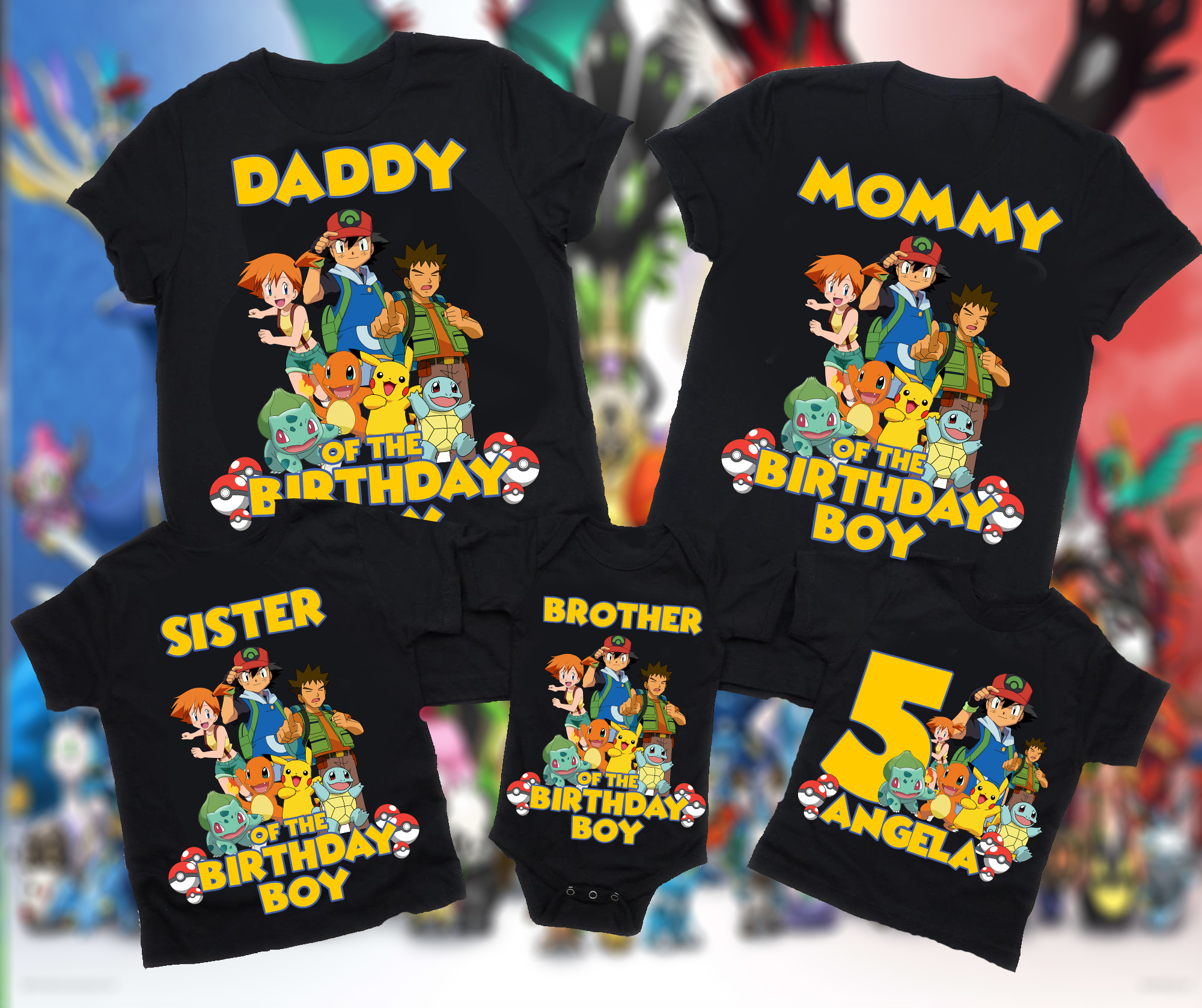 Matching T-Shirt For Family Pikachu, Custom Pokemon Birthday Shirts, Pikachu Birthday Shirt, Pokemon Birthday, Pokemon Birthday Party