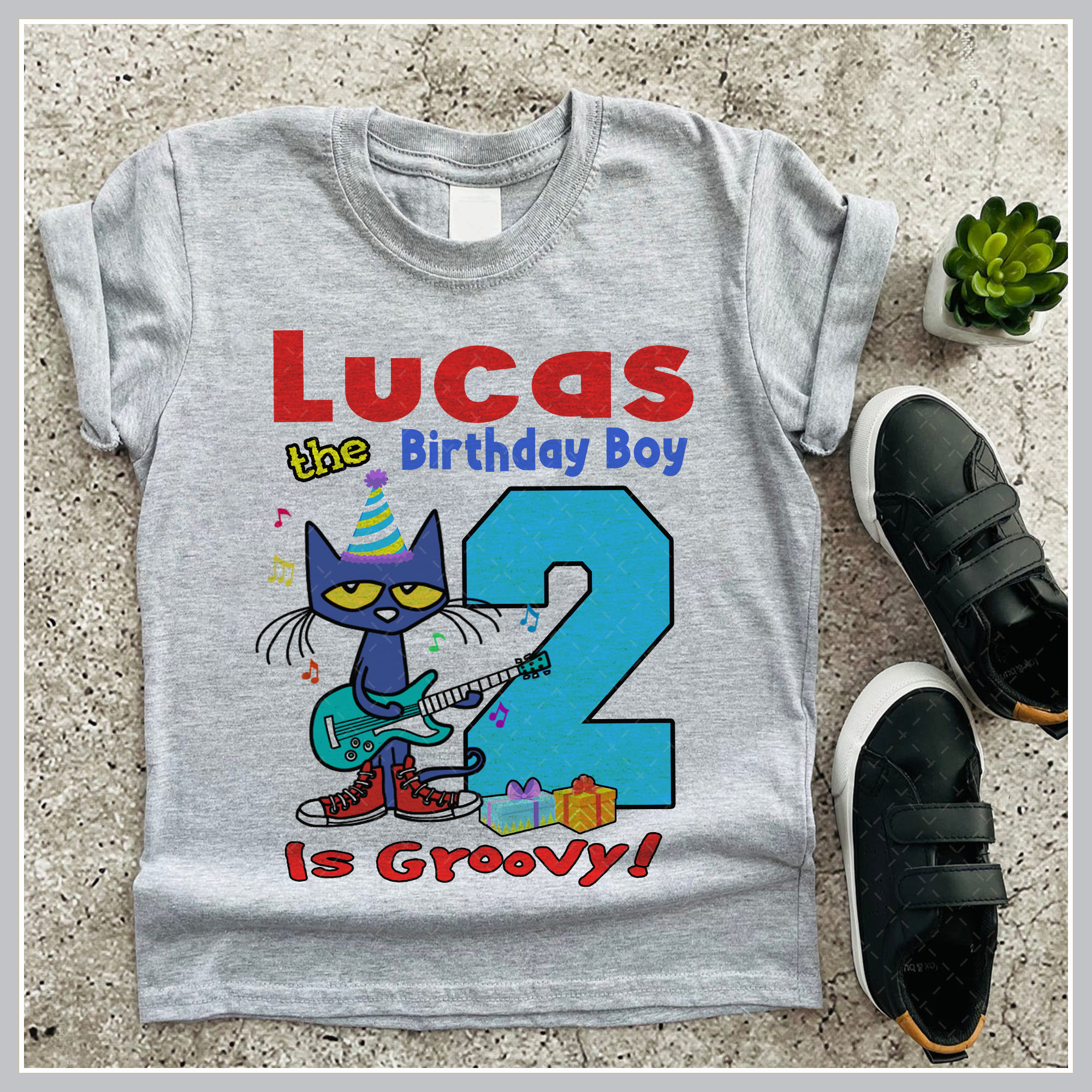 Personalized Pete The Cat Shirt, Pete The Cat Birthday Shirt, Groovy Shirt, 2nd Birthday Shirt, Cat Lover Shirt