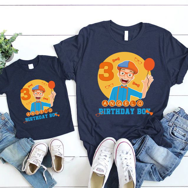 Personalized Blippi Birthday Shirt, Custom Family Blippi Birthday Shirts, Blippi Birthday Theme Shirts, Blippi T Shirt, Blippi Kids Shirt, Blippi Birthday Gift