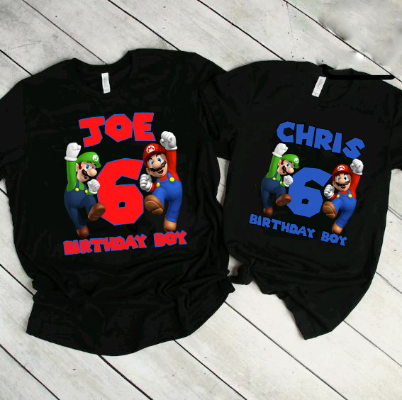 Personalized Super Mario Birthday Shirt, Super Mario Party Shirt, Family Birthday Shirt, Family Matching Outfit