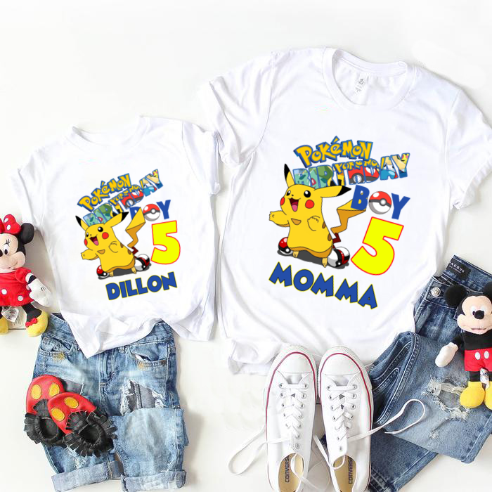 Pokemon Birthday Shirt, Pikachu Pokemon Birthday Shirt, Pikachu Birthday Shirt, Family Matching Custom Age and Name Shirt