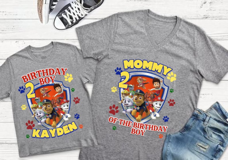Paw Patrol Chase Birthday Shirt, Paw Patrol Birthday Shirt, Matching Family Custom Age and Name Shirt, Paw Patrol Birthday Party Shirt
