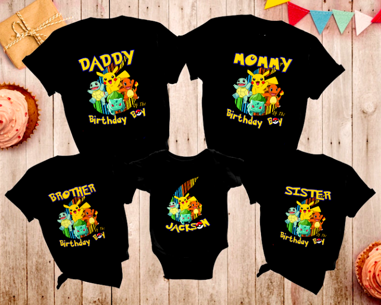 Pikachu Birthday shirt, Pokemon Birthday Family Shirt, Personalized Birthday Family matching Shirt , Birthday Gift Shirt