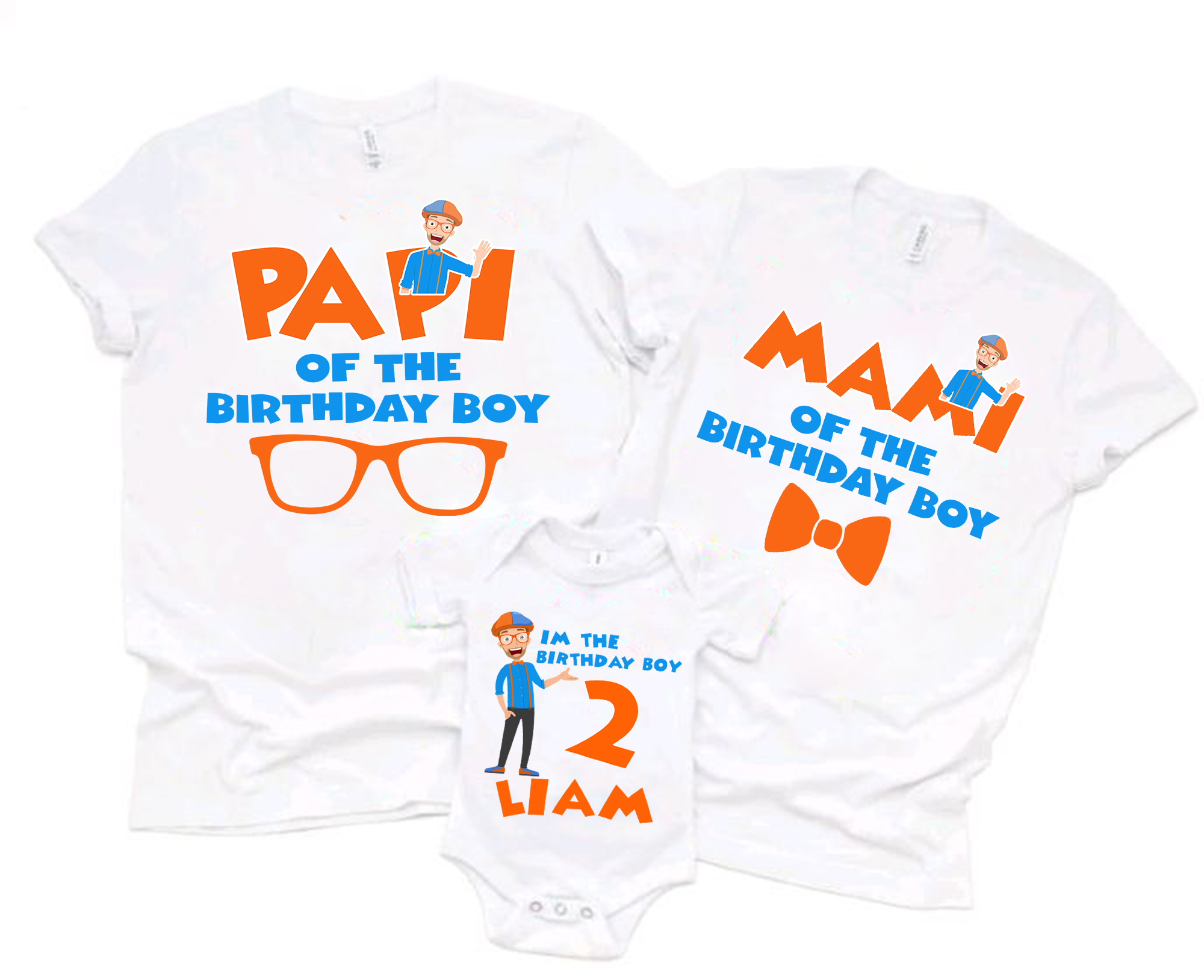 Personalized Blippi Birthday Shirts, Family Blippi shirts set, Blippi birthday Theme Shirts, Matching Family Party Shirts