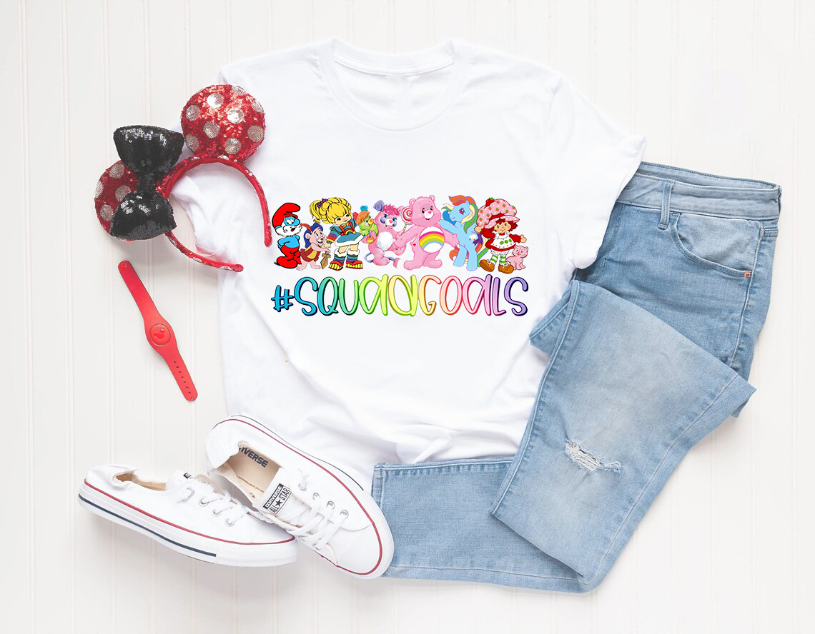 Cartoon Friends Nostalgia Tee ,80ss Cartoons SquadGoals Shirt, Disney Friends Shirt, Care Bears Strawberry