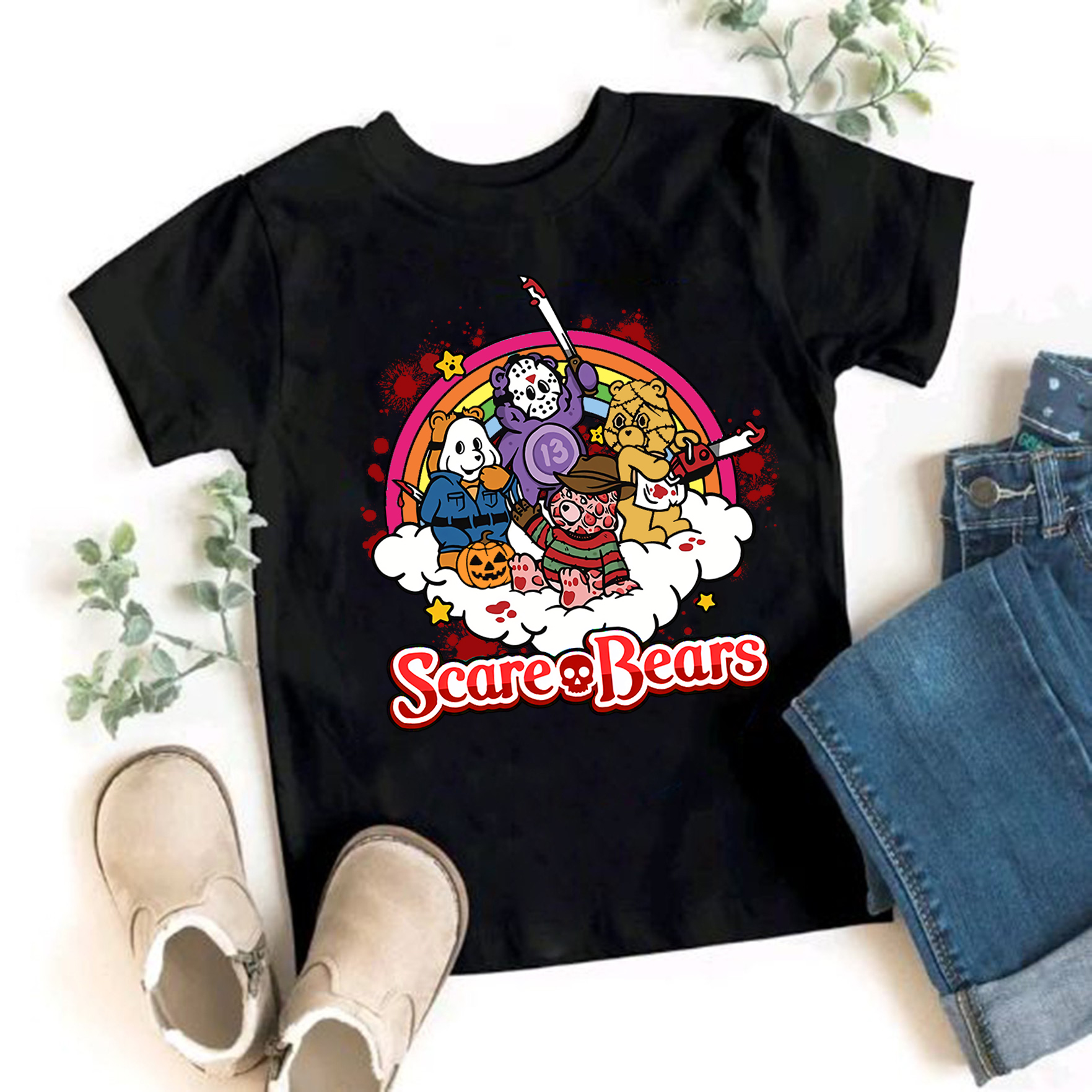 Horror Scare Care Bears Shirt, Halloween Horror Friends Character Villains T-Shirt, Horror Friends Shirt Halloween, Halloween Shirt