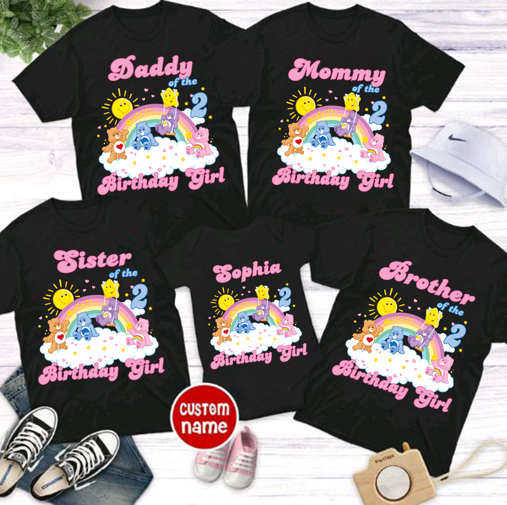 Personalized Care Bears Birthday Shirt Set, Family Matching Shirt, Cute Bear Shirt