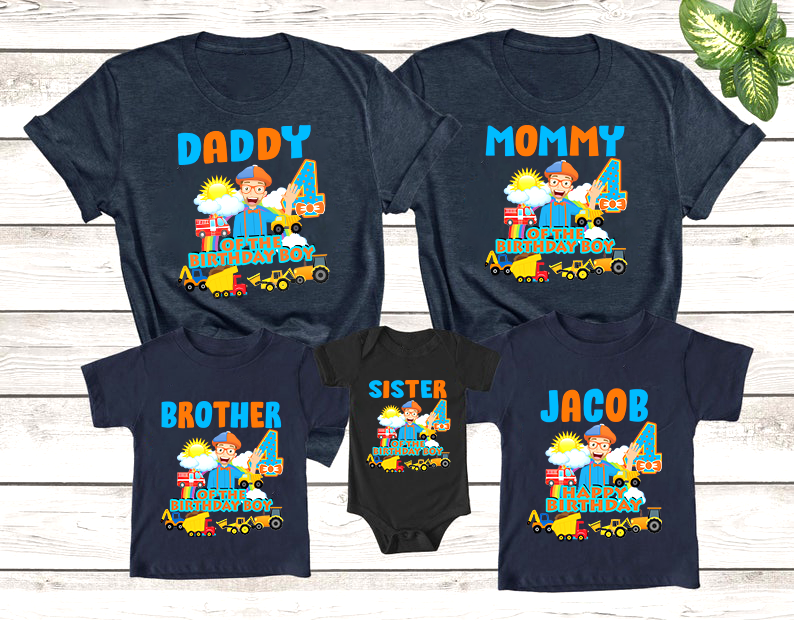 Personalized Blippi Birthday Shirts Set, Family Blippi shirts, Blippi birthday Theme Shirts, Matching Family Party Shirts