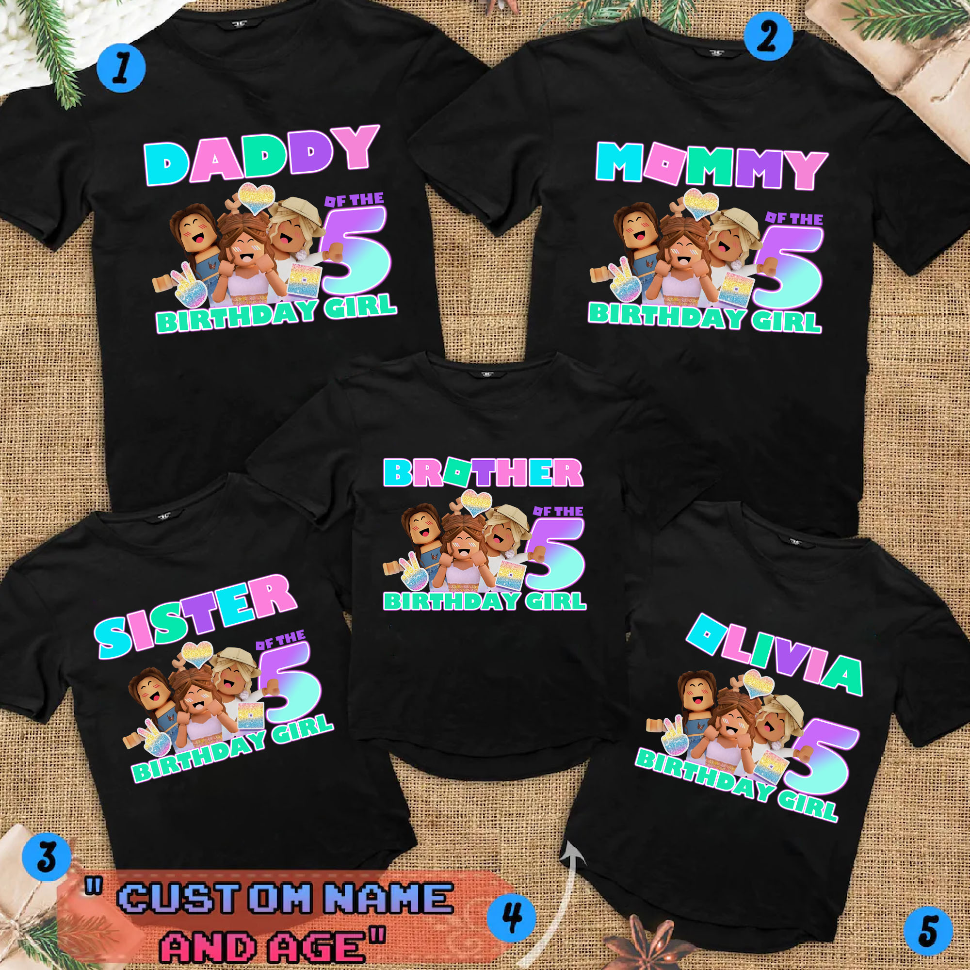 Roblox Birthday Party Shirt, Roblox Girls Shirt, Roblox Family Shirt, Girls Roblox Party,  ersonalized With Name And Age