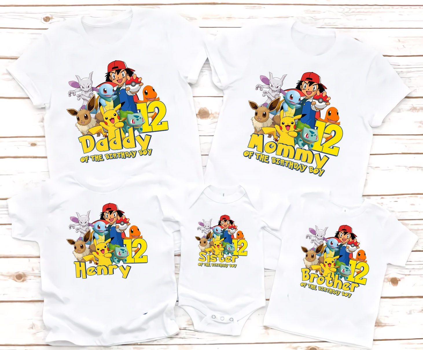 Pikachu Birthday Shirt For Boy, Personalized birthay Pikachu shirt,Family matching Shirt,Gift Birthday shirt,Pokemon birthday shirt