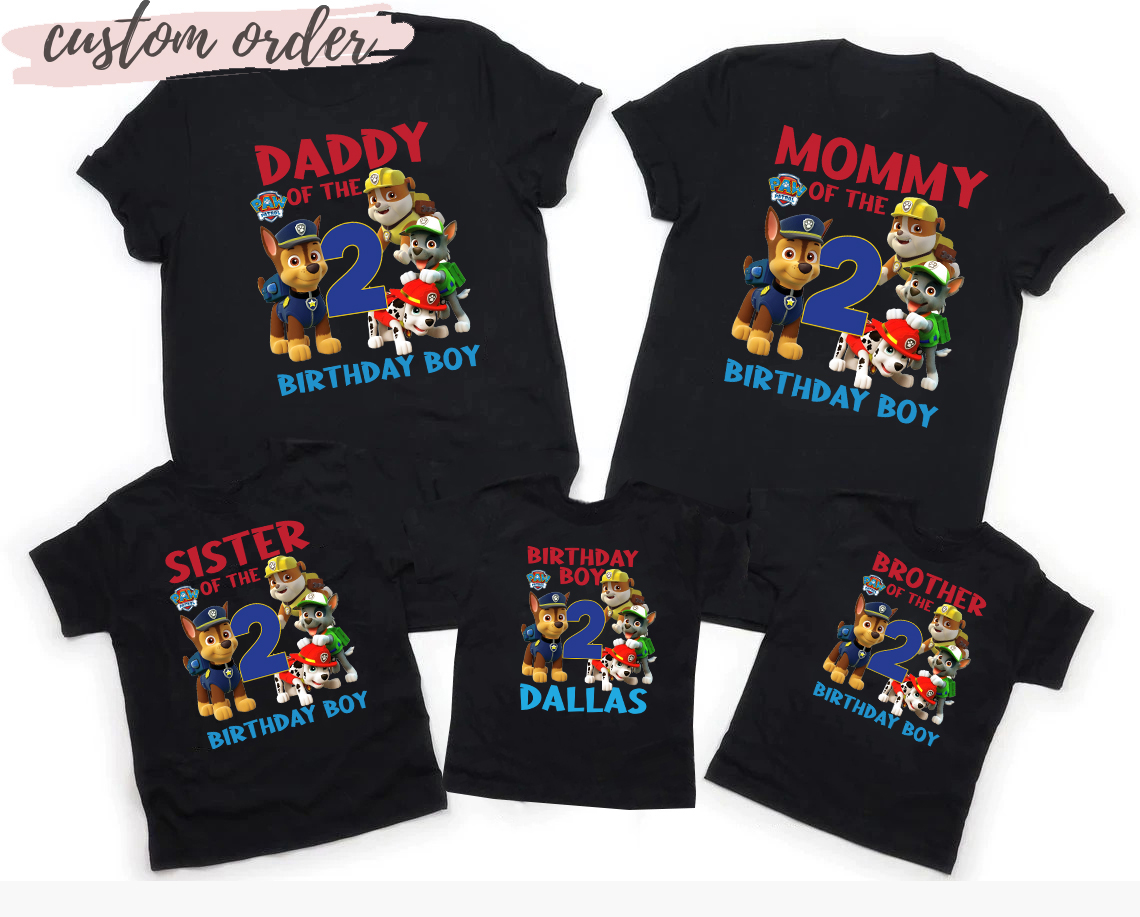 Paw Patrol Birthday Shirt, Paw Patrol Birthday Family Shirt, Paw Patrol Custom Birthday Family Party