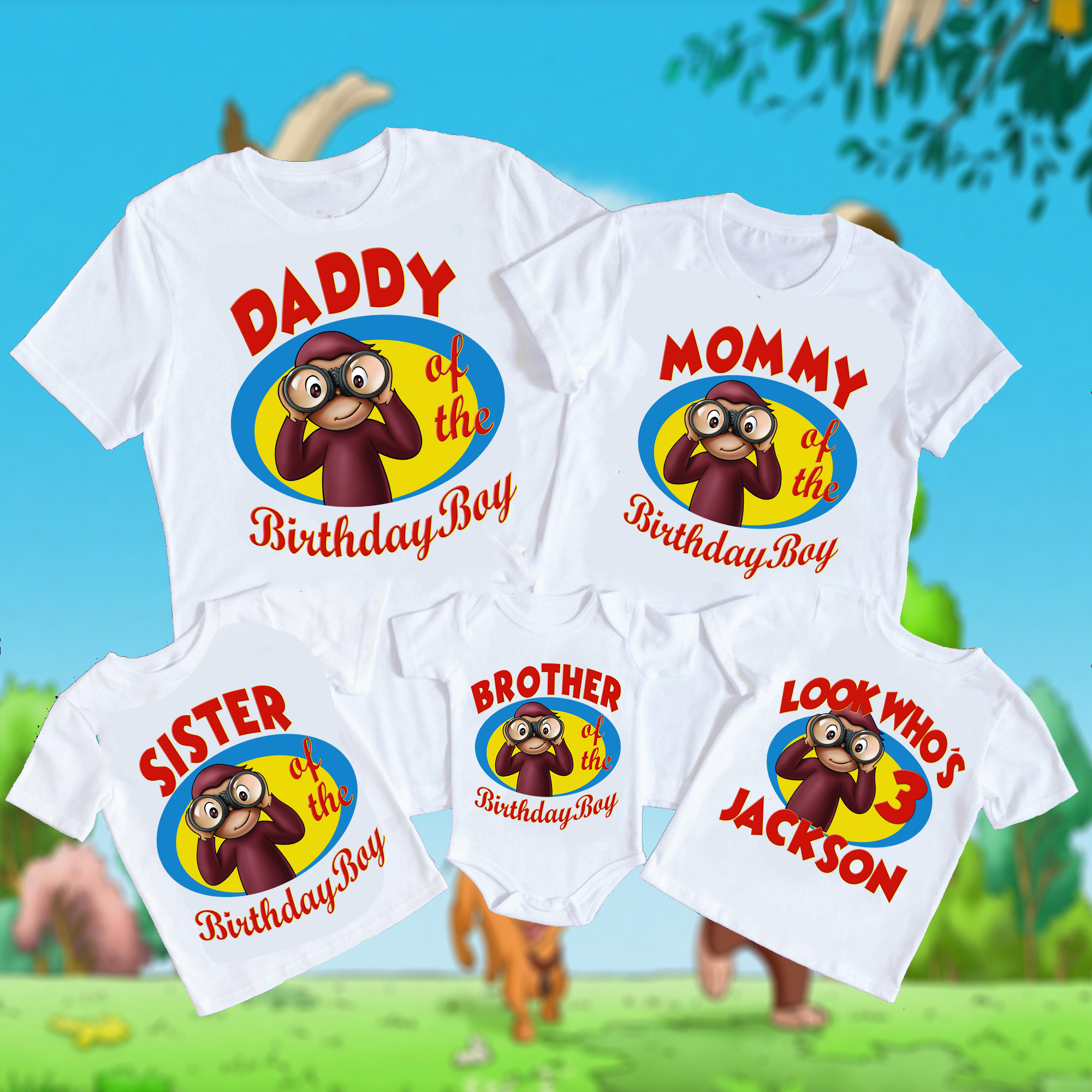 Curious George Birthday Shirt, Personalized Name and Age Customized Curious George Family Shirts, Custom Birthday Shirts