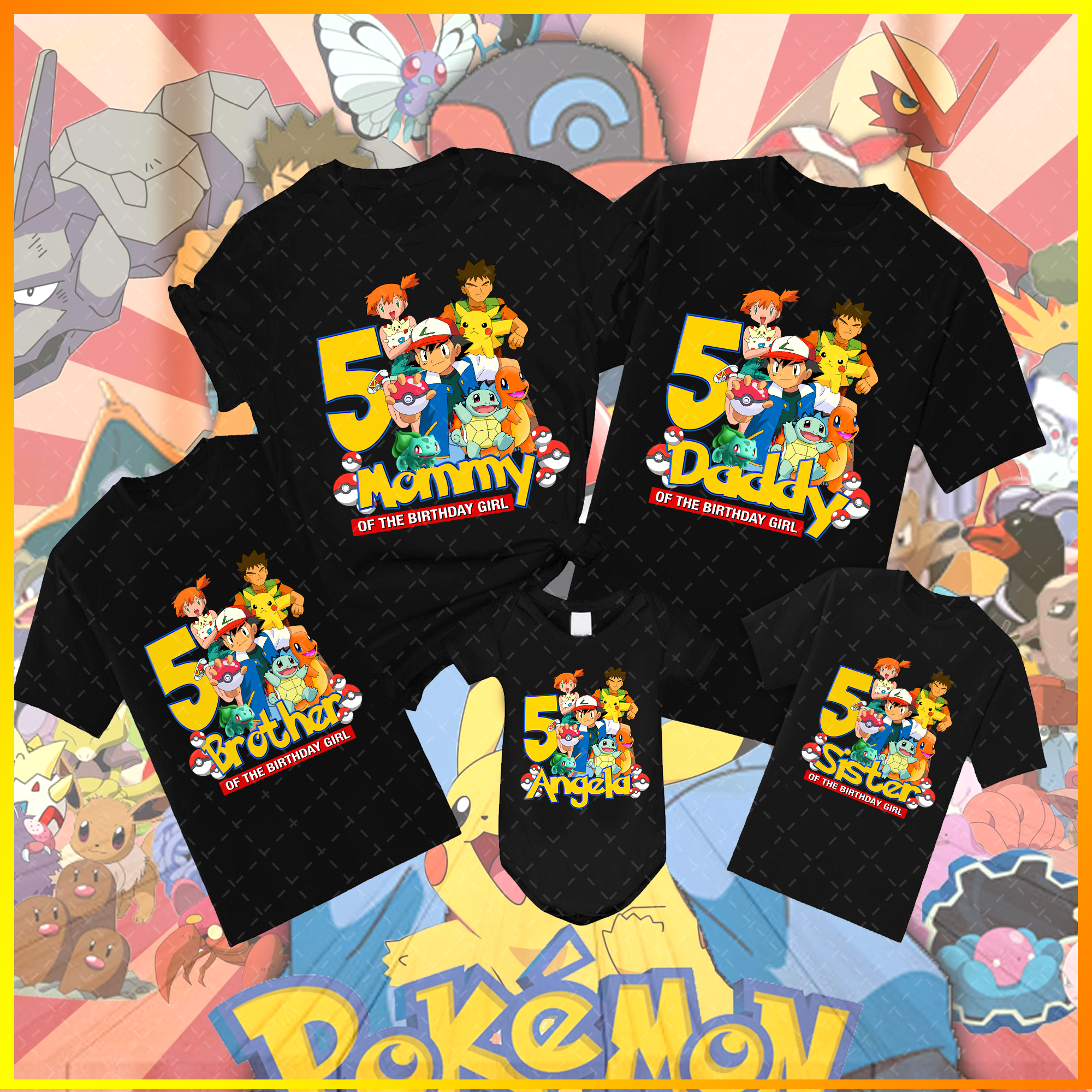 Pokemon Birthday Family Shirts, Pikachu Birthday Shirt, Pokemon Fans T shirt, Pokemon Eevee Evolution shirt, Boy Tee, Pikachu Kids Costume