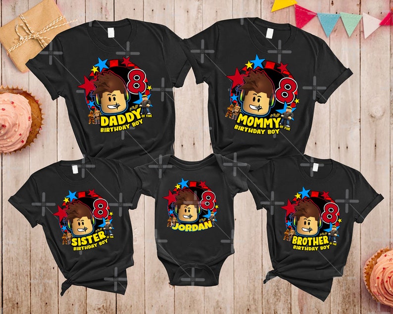 Personalized Roblox Birthday Boy Shirt, Personalized ROBLOX Themed Birthday Shirt, Roblox Party Shirts, Family Matching shirts