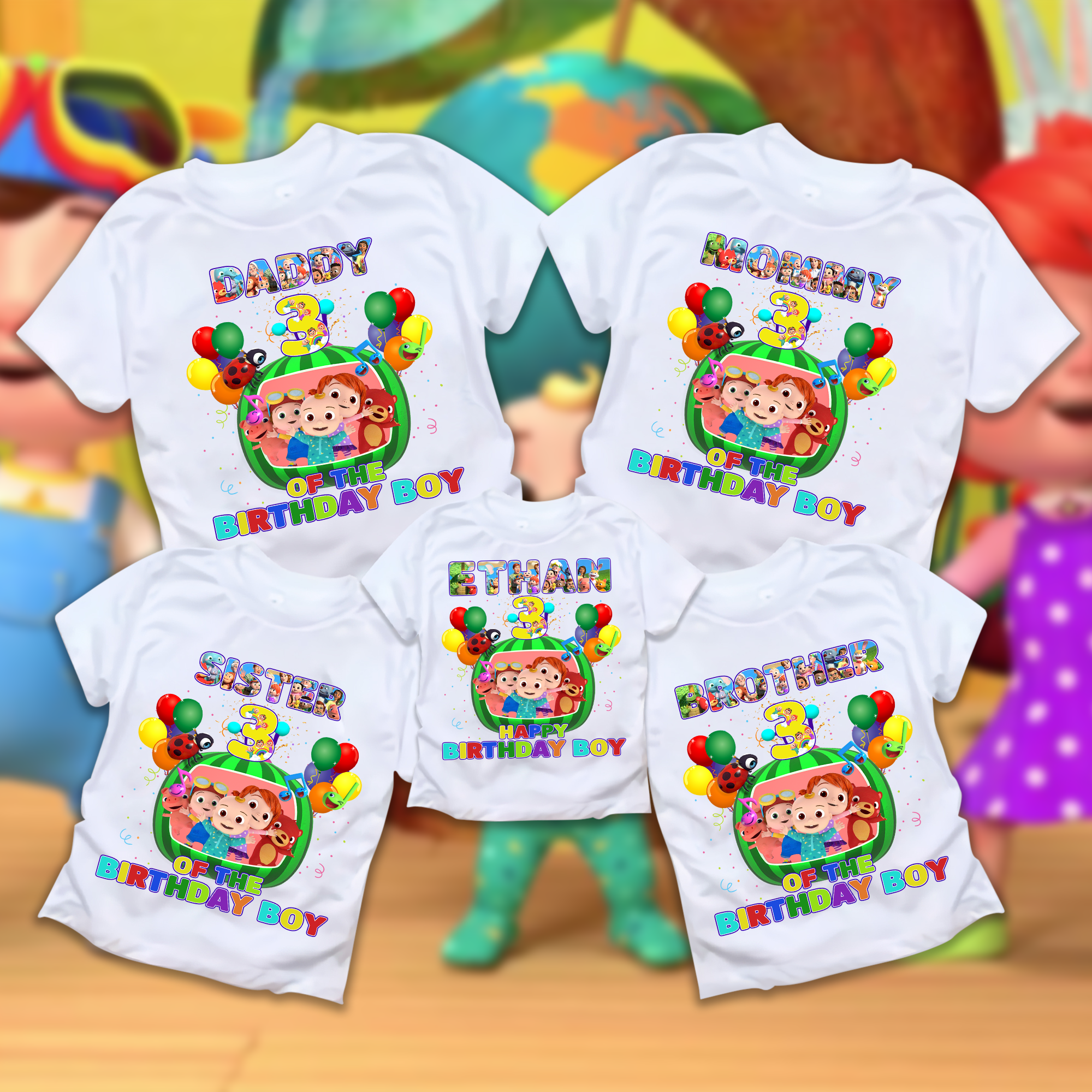 Personalized Cocomelon Birthday Shirts, Cocomelon Family Shirt, Cocomelon Party Kids Family Matching Shirt, Custom Christmas Cocomelon Party